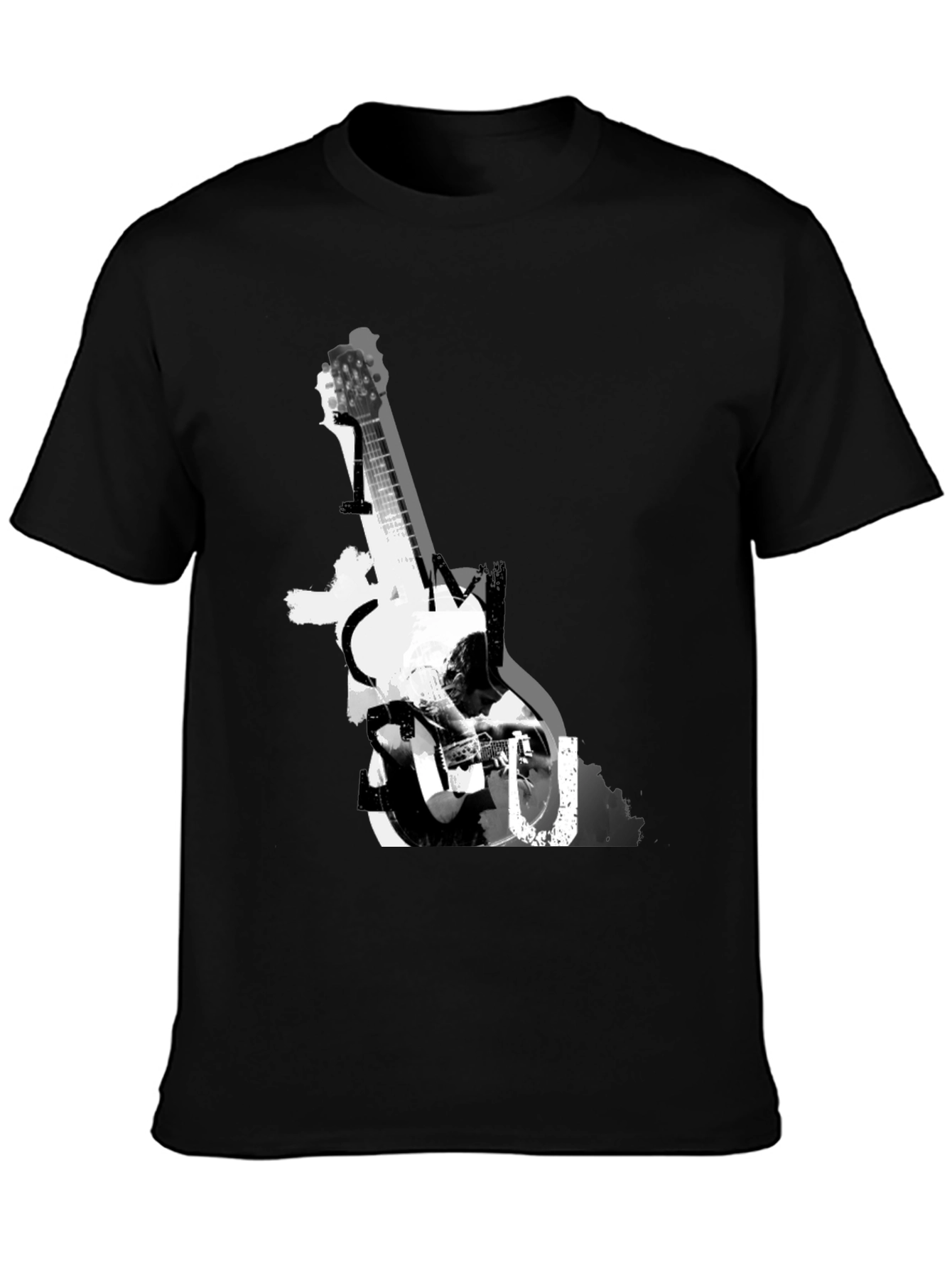 Guitar Graphic Black T-Shirt - Music Lover Tee