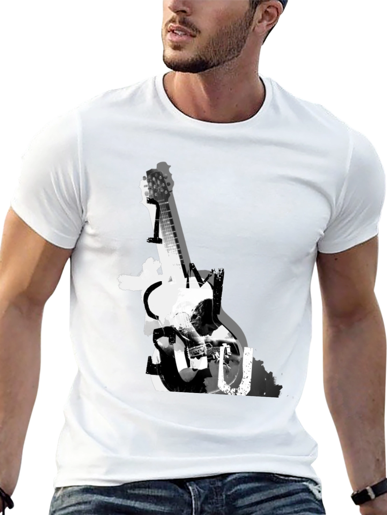Guitar Graphic Black T-Shirt - Music Lover Tee