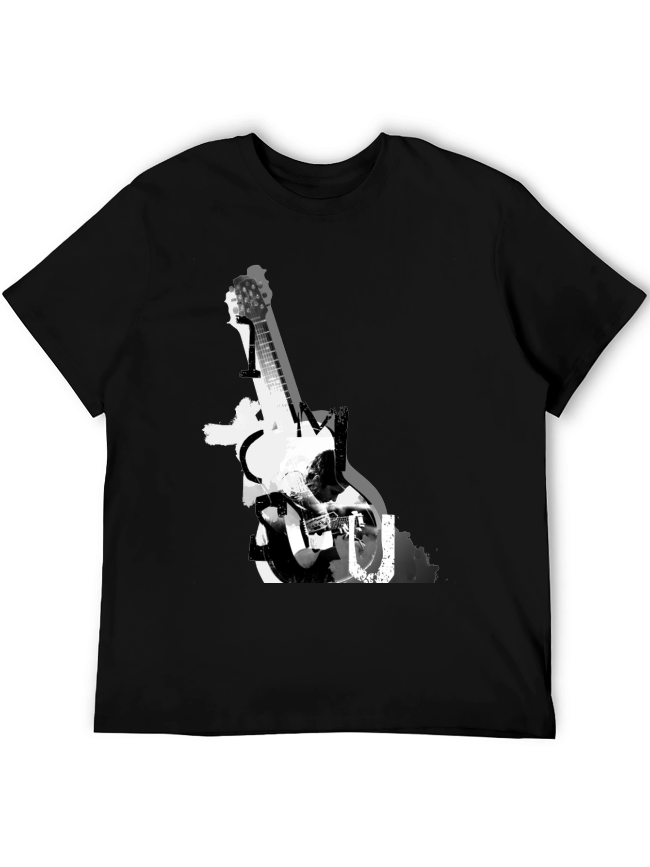 Guitar Graphic Black T-Shirt - Music Lover Tee