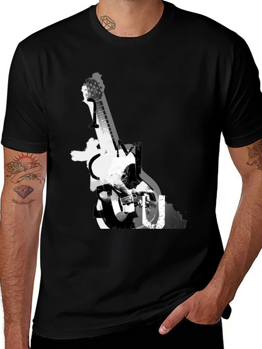 Guitar Graphic Black T-Shirt - Music Lover Tee