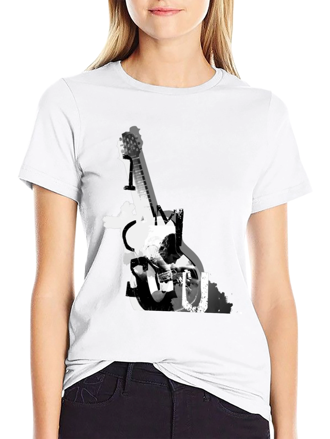 Guitar Graphic Black T-Shirt - Music Lover Tee