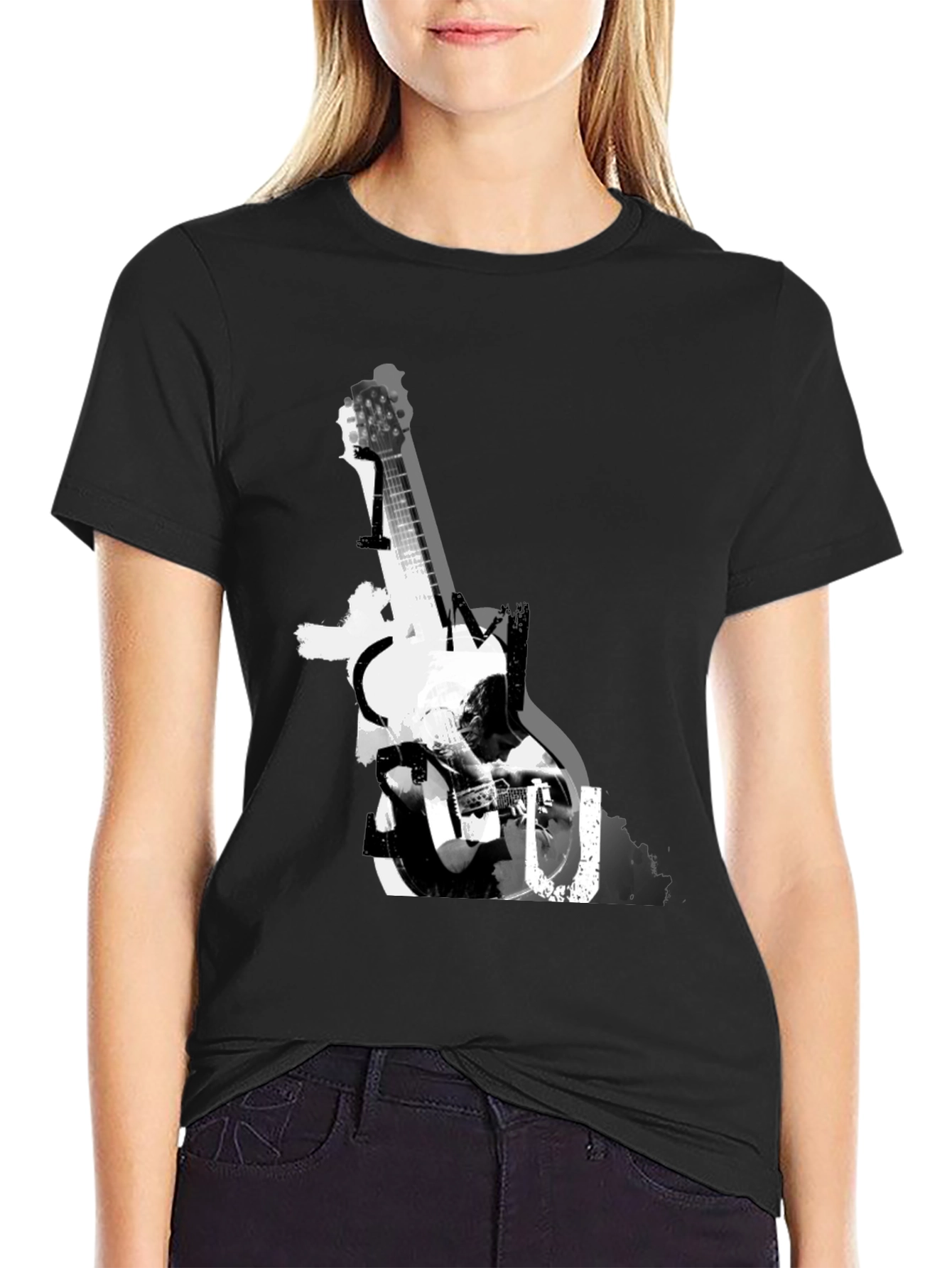 Guitar Graphic Black T-Shirt - Music Lover Tee