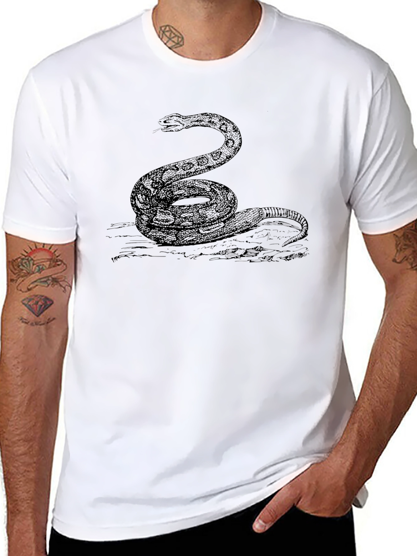 Snake Graphic T-Shirt - Mens Black Tee