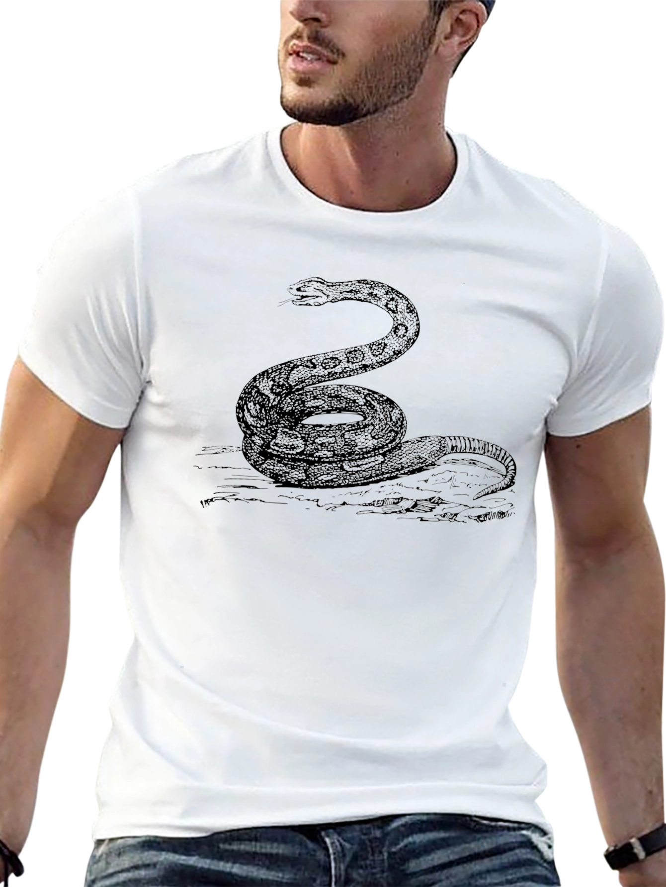Snake Graphic T-Shirt - Mens Black Tee