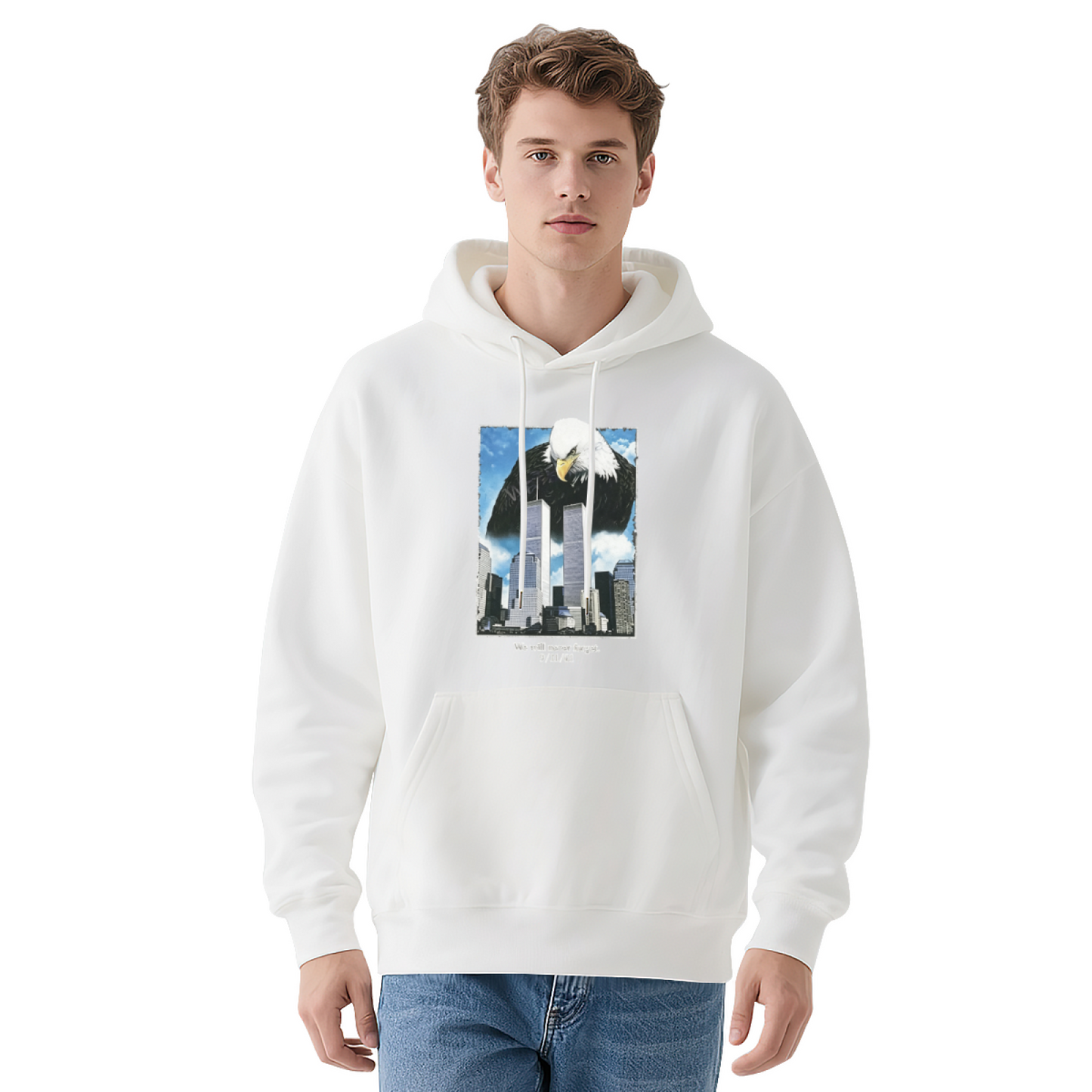 Bald Eagle & Twin Towers Vintage 9/11 Never Forget Hoodie