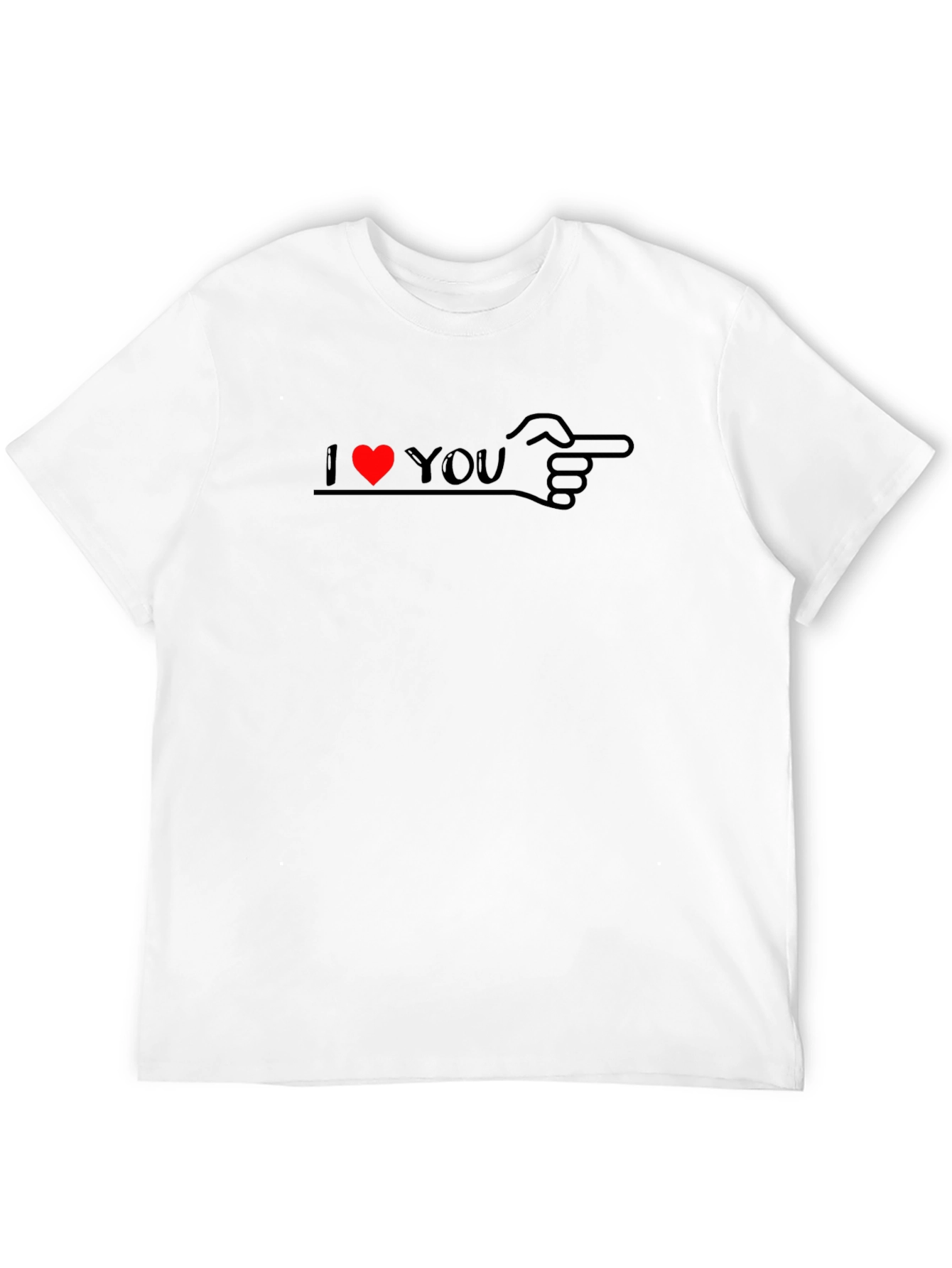 I Heart You Pointing Hand Graphic Tee - Black