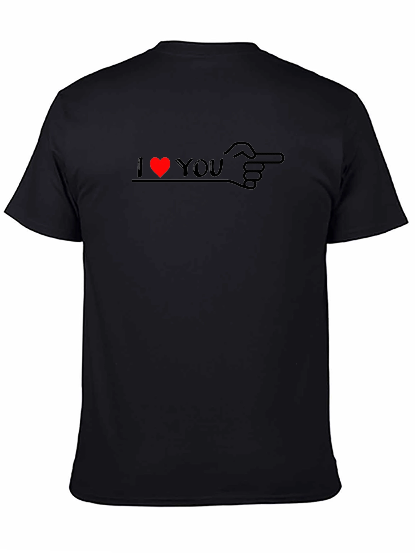I Heart You Pointing Hand Graphic Tee - Black