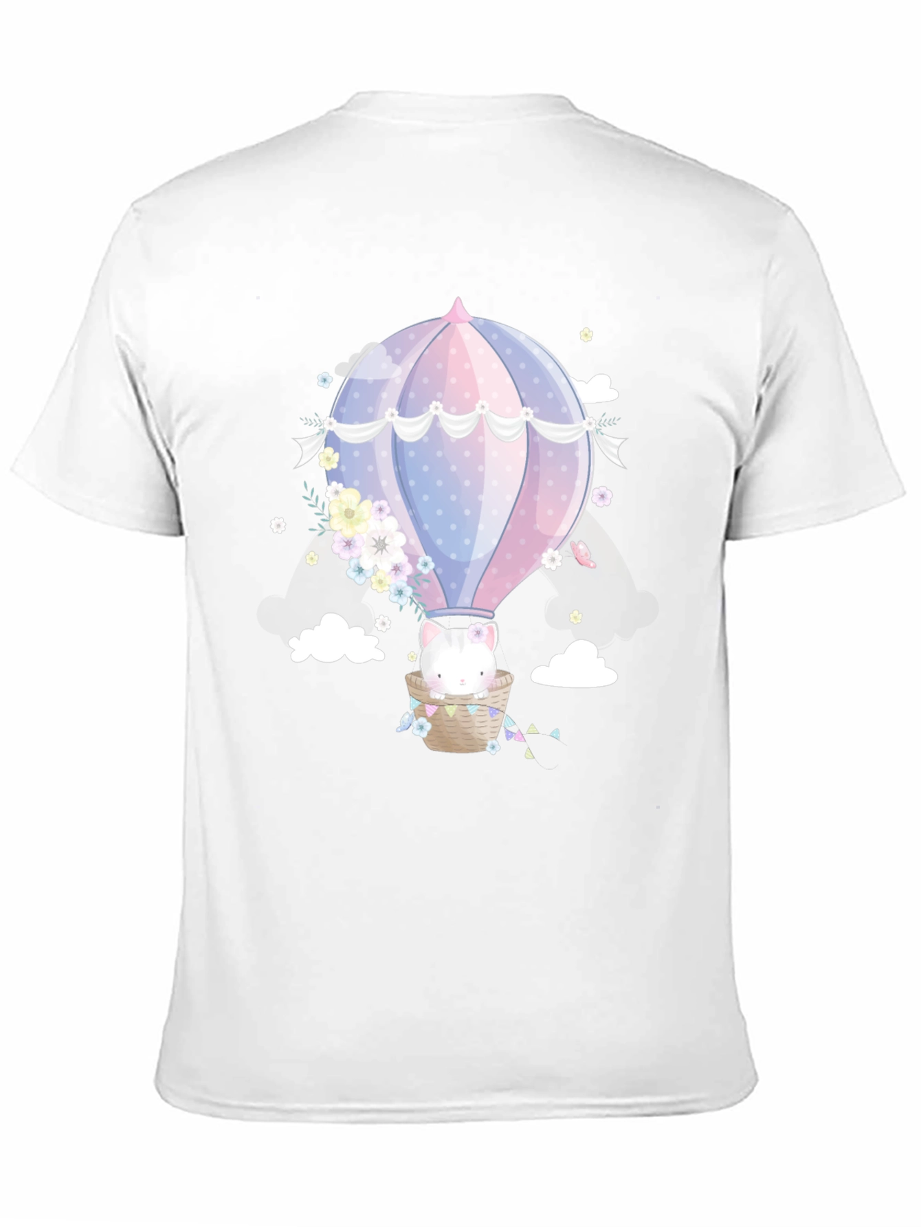 Cute Cat Hot Air Balloon Graphic Tee