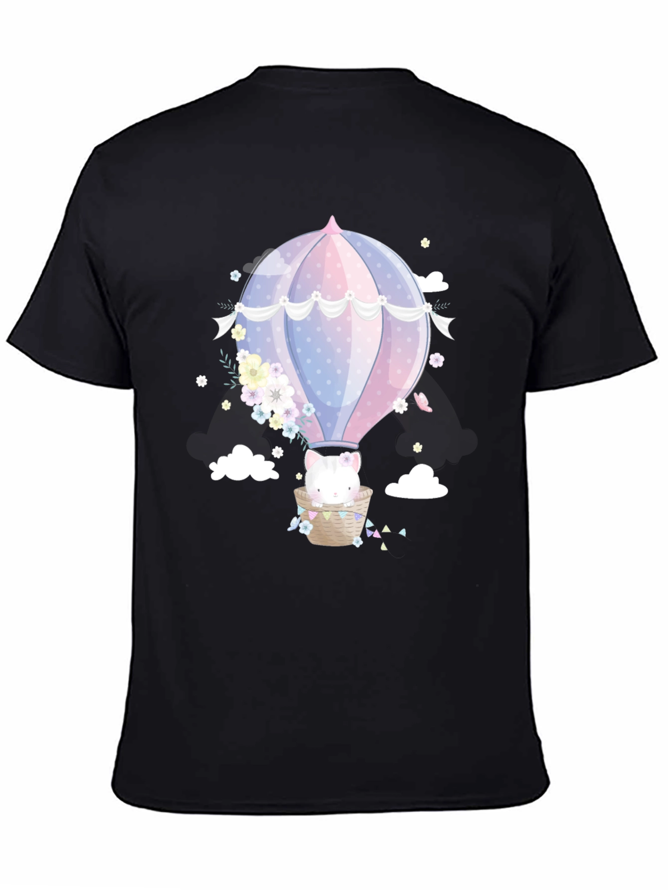 Cute Cat Hot Air Balloon Graphic Tee