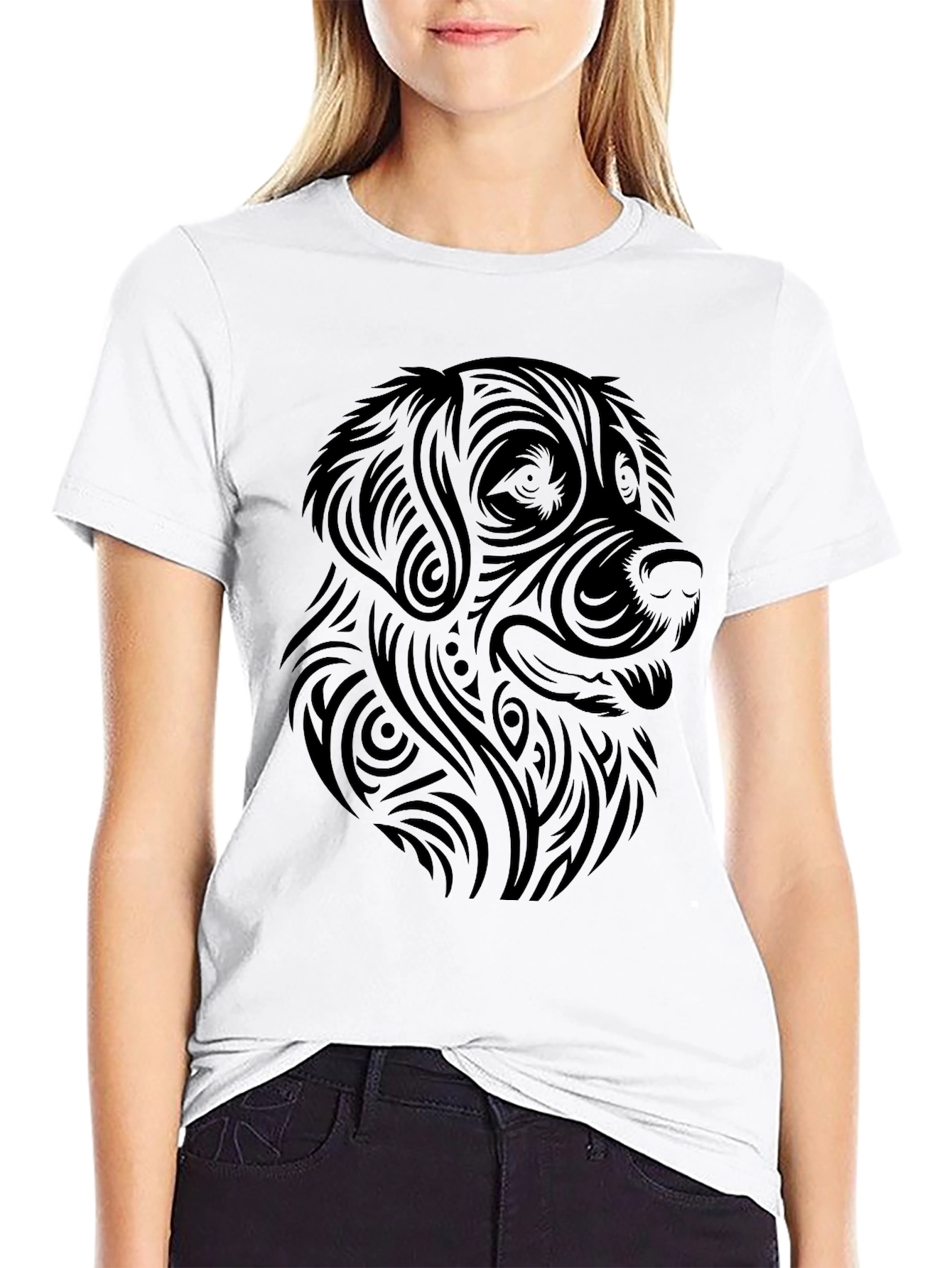 Tribal Dog Graphic Tee - Modern Canine Style