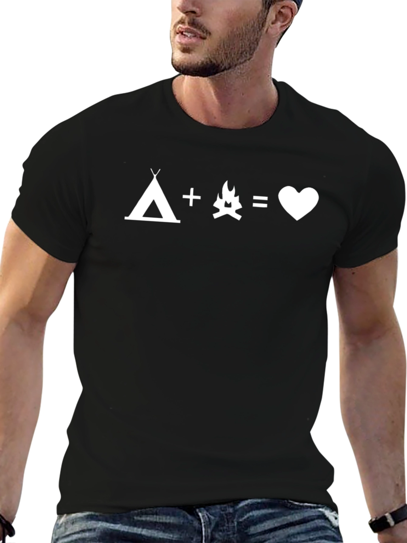Camping Love T-Shirt - Campfire Tent Heart Tee