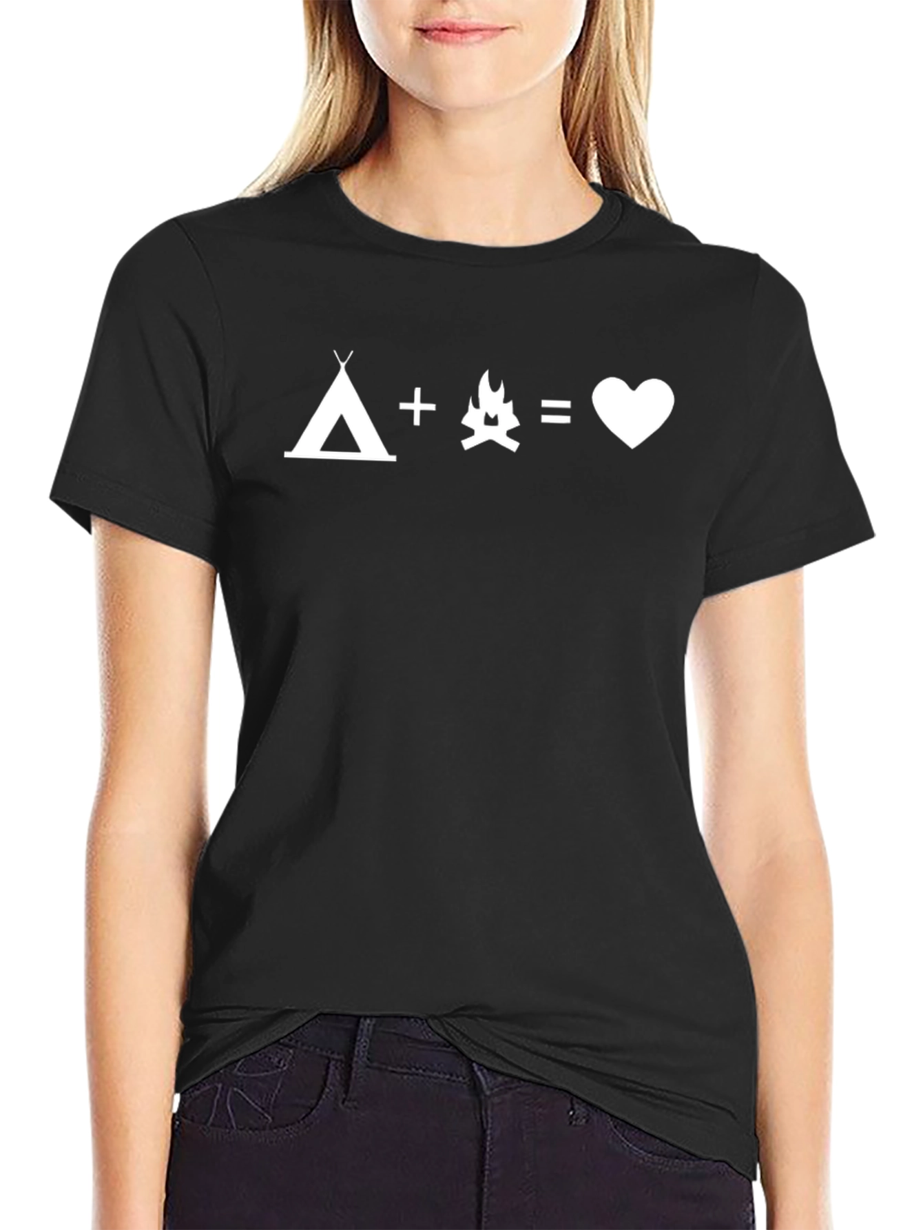 Camping Love T-Shirt - Campfire Tent Heart Tee