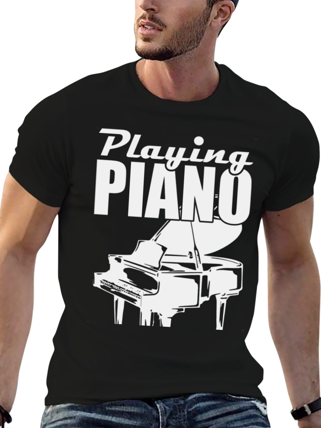 Playing Piano Graphic Tee | Music Lover Shirt