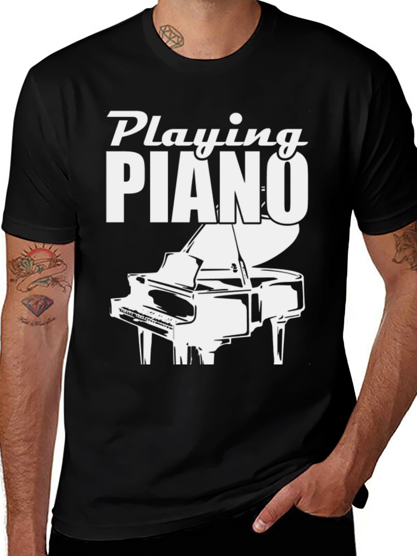 Playing Piano Graphic Tee | Music Lover Shirt