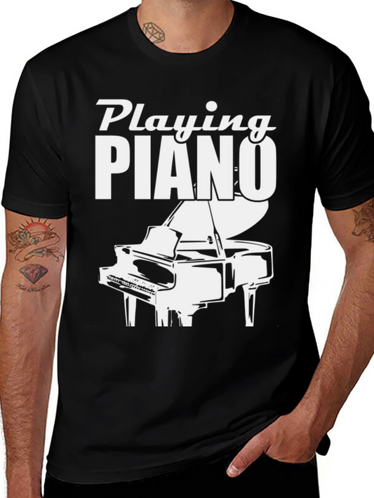 Playing Piano Graphic Tee | Music Lover Shirt