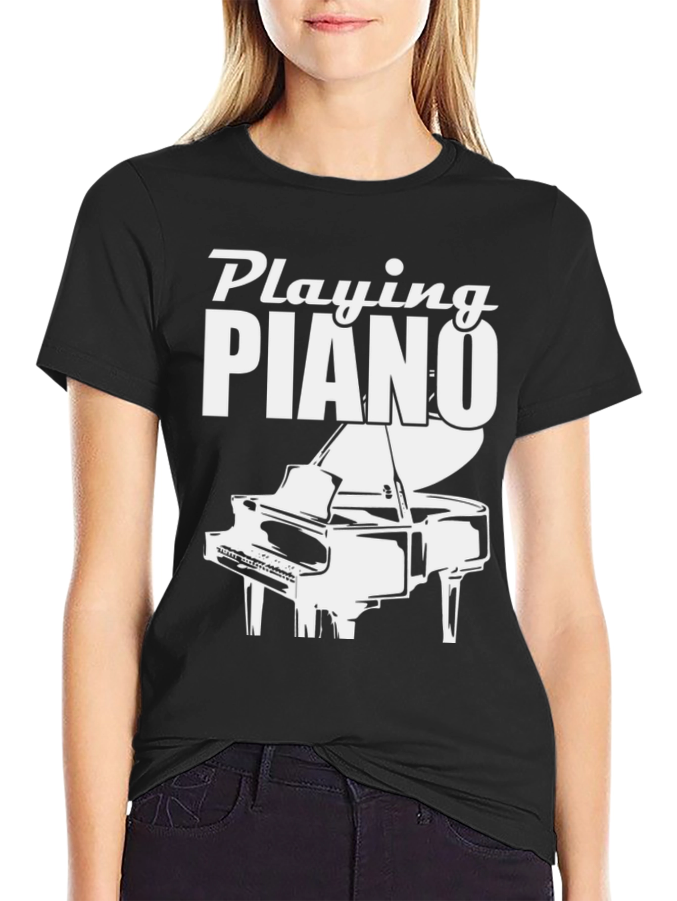 Playing Piano Graphic Tee | Music Lover Shirt