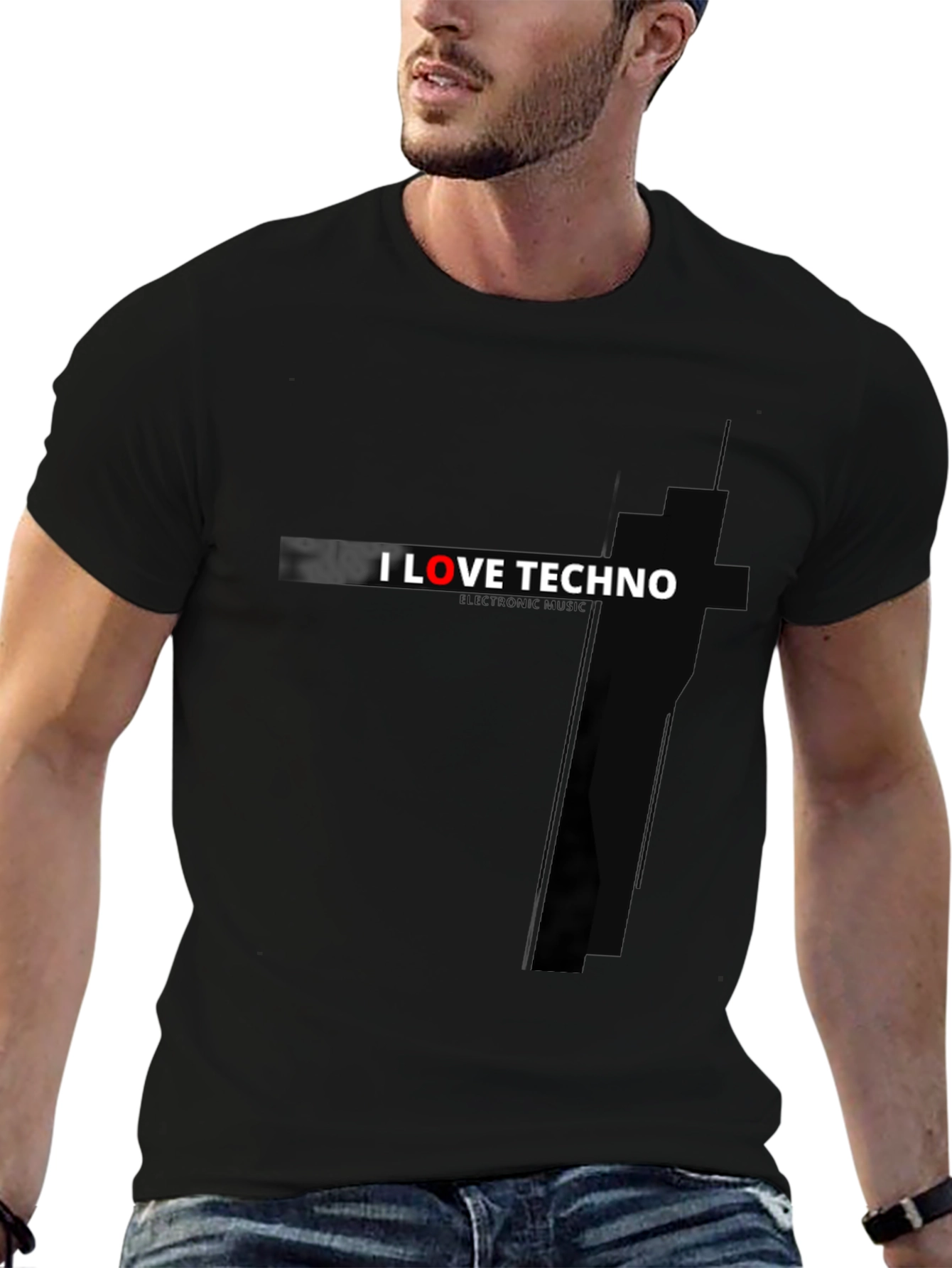 I Love Techno T-Shirt - Black Graphic Tee