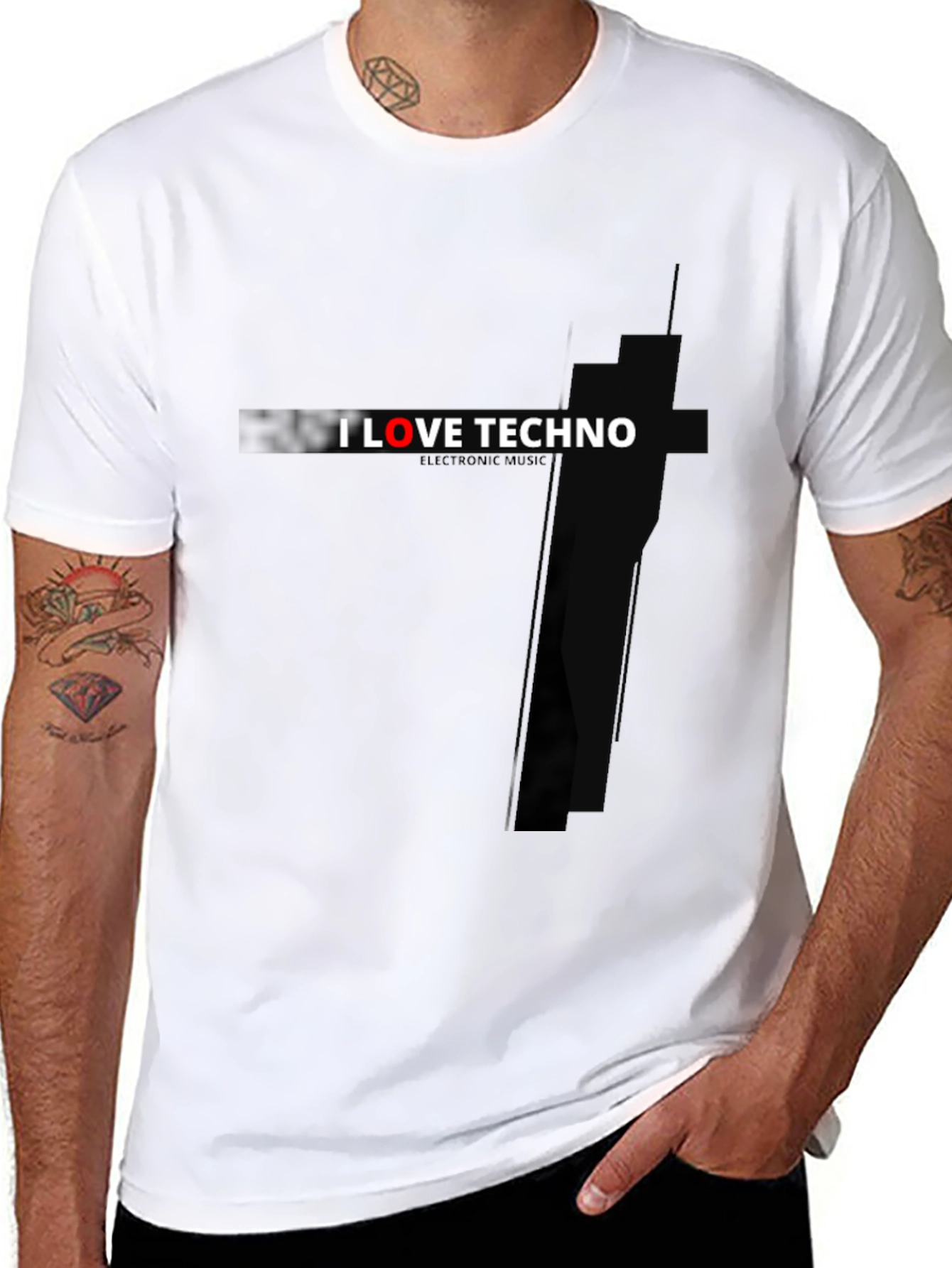 I Love Techno T-Shirt - Black Graphic Tee