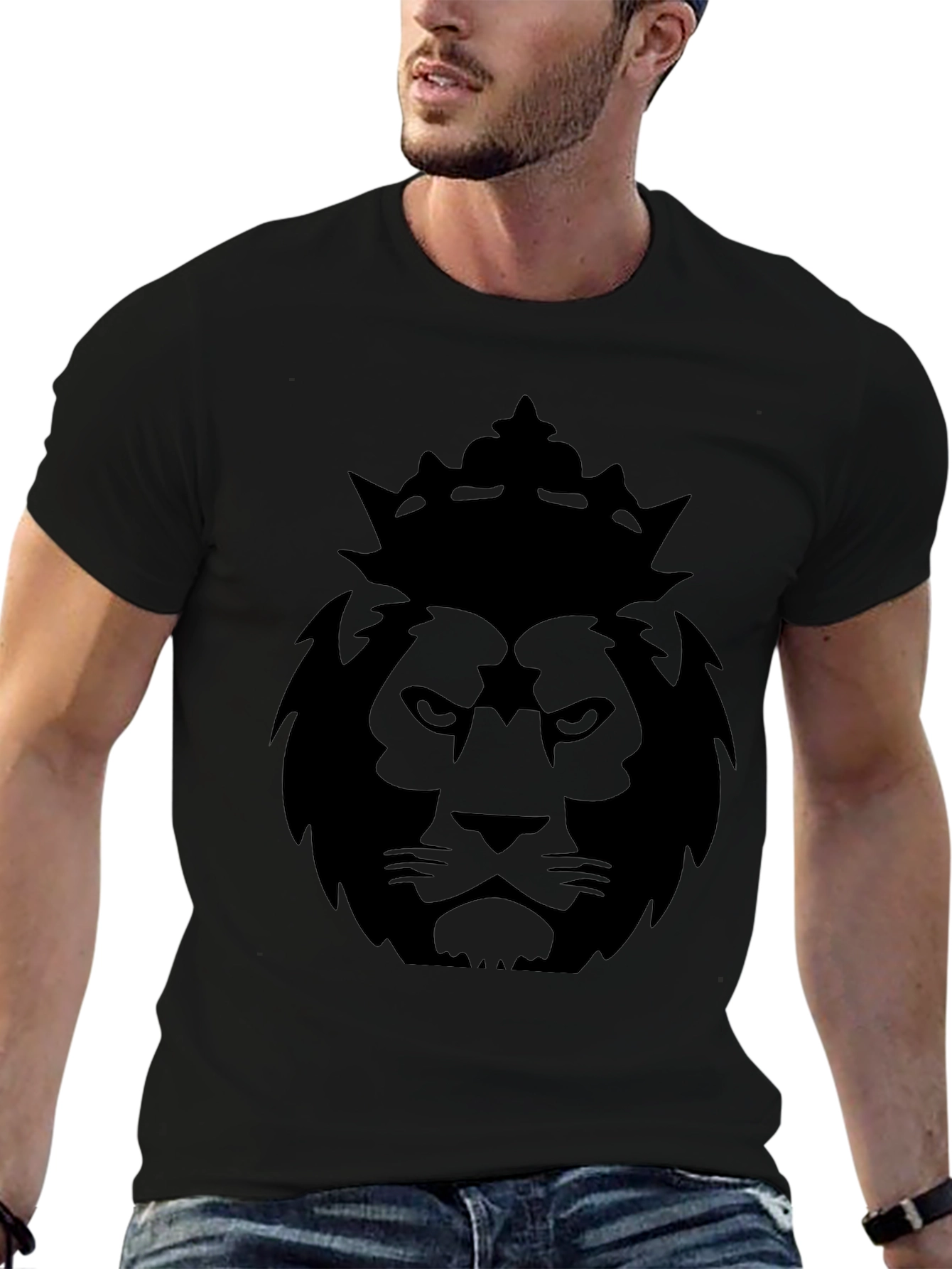 King Lion Graphic Tee - Black Cotton Blend