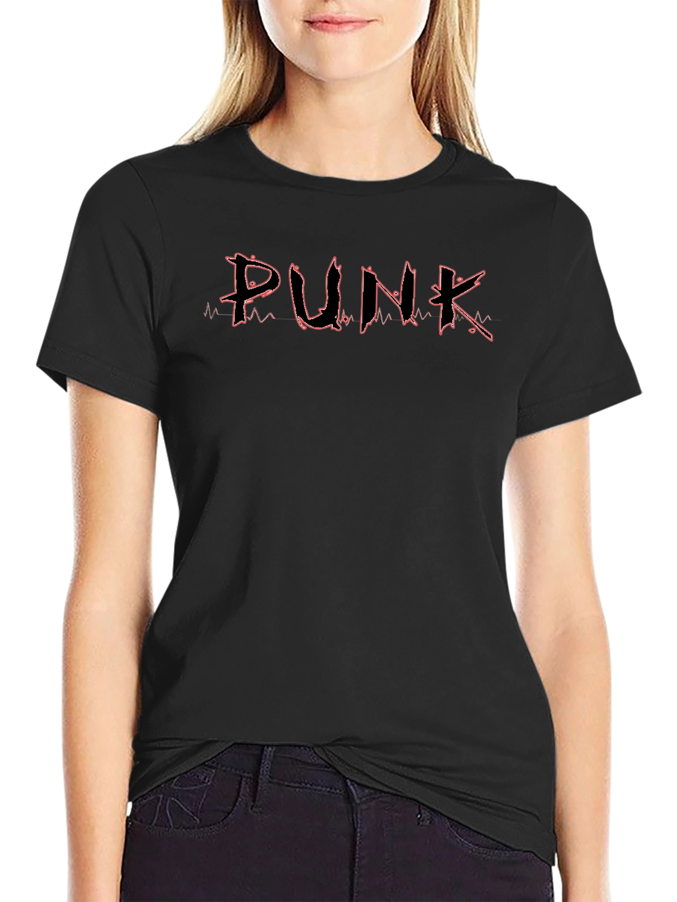 Punk Graphic Tee - Black Cotton T-Shirt