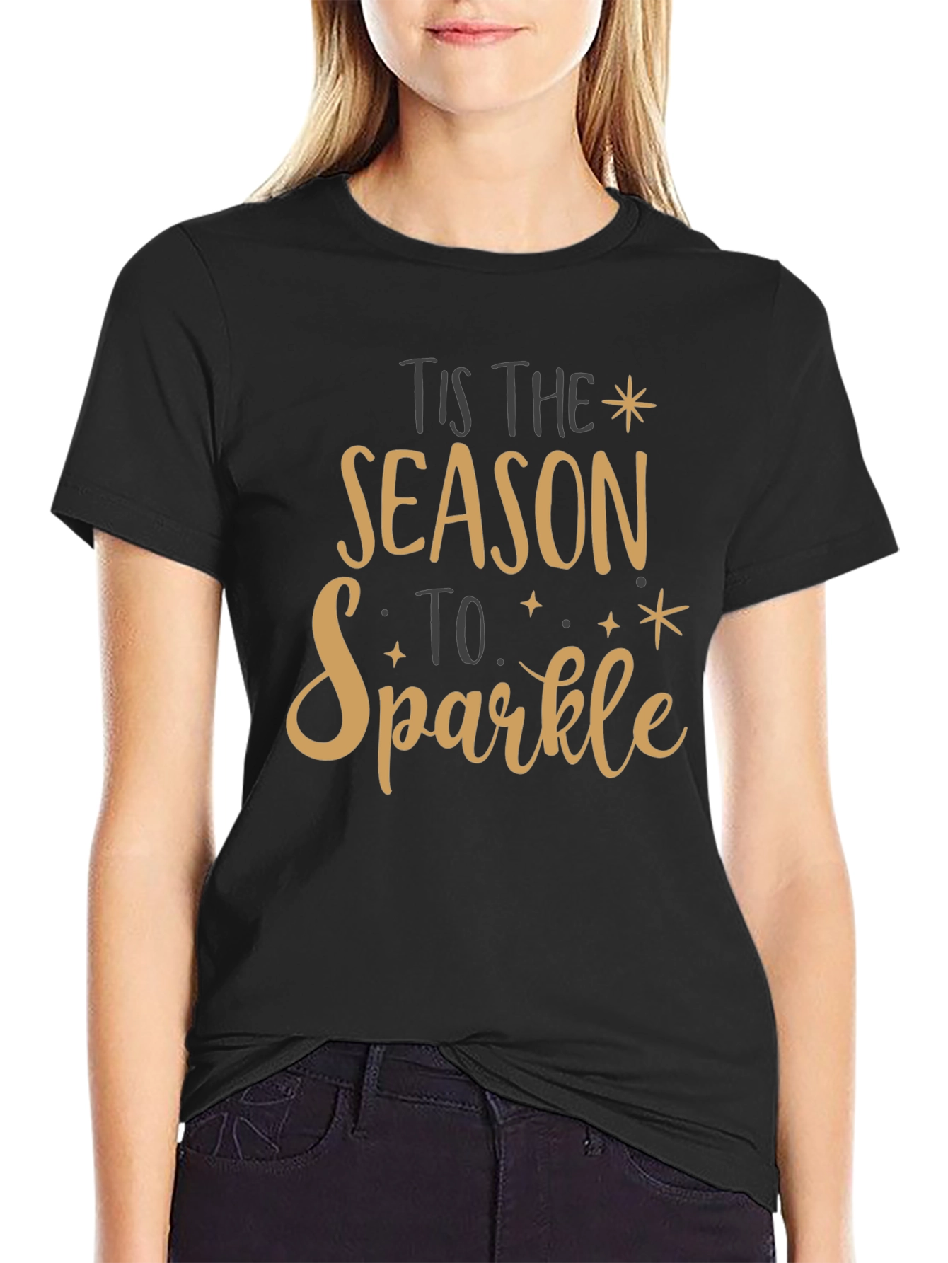 Tis the Season to Sparkle Black Tee