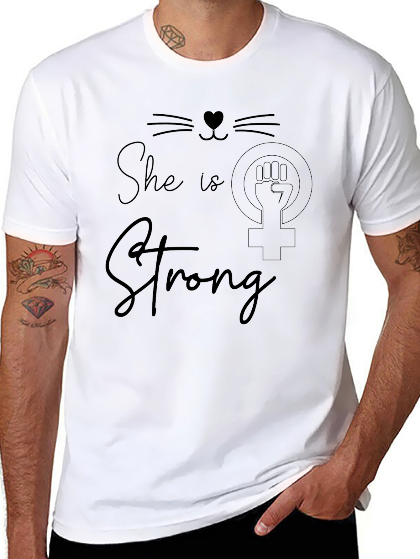 She is Strong Graphic Tee - Empowering Womens T-Shirt