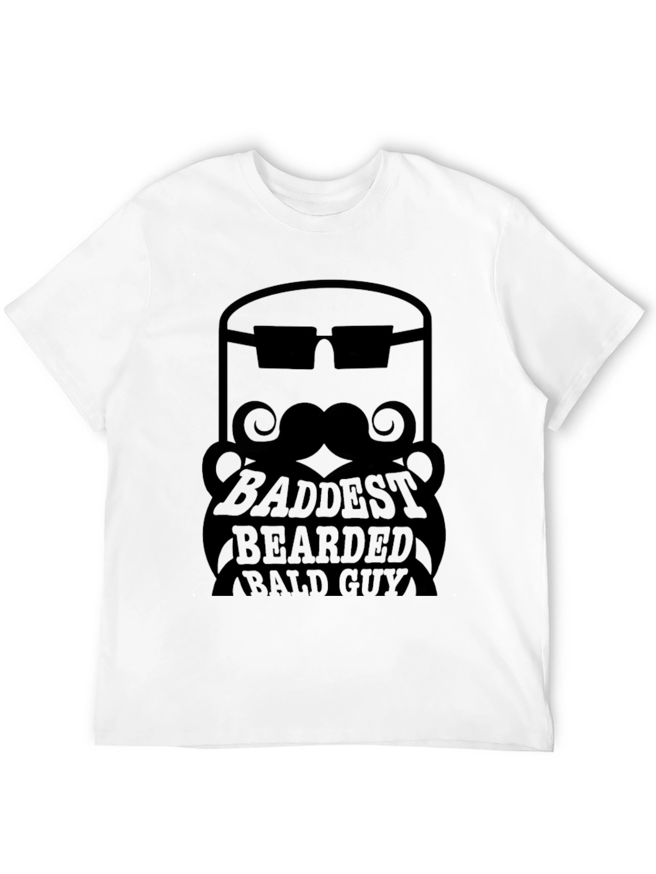 Baddest Bearded Bald Guy Black Graphic Tee