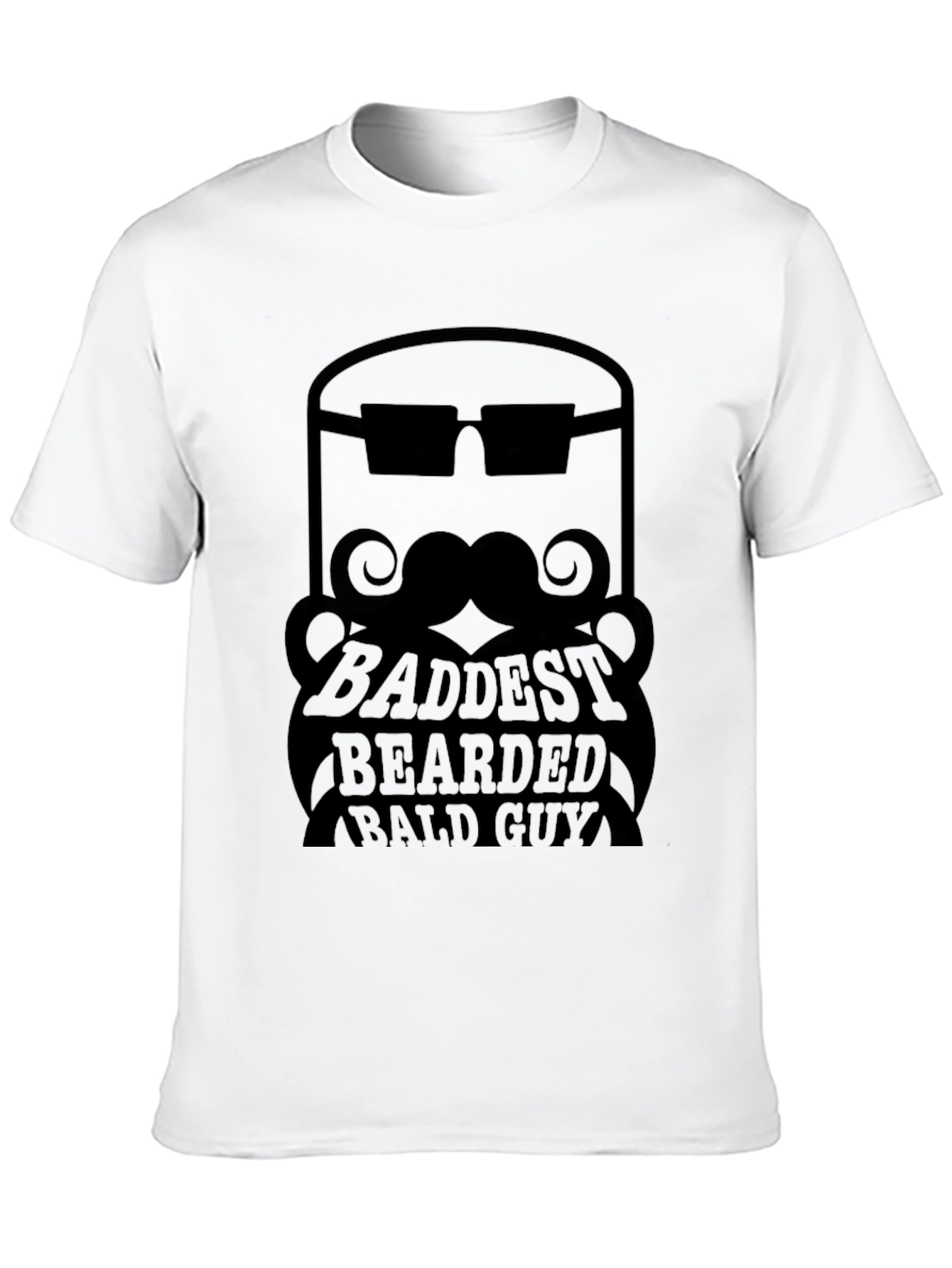 Baddest Bearded Bald Guy Black Graphic Tee