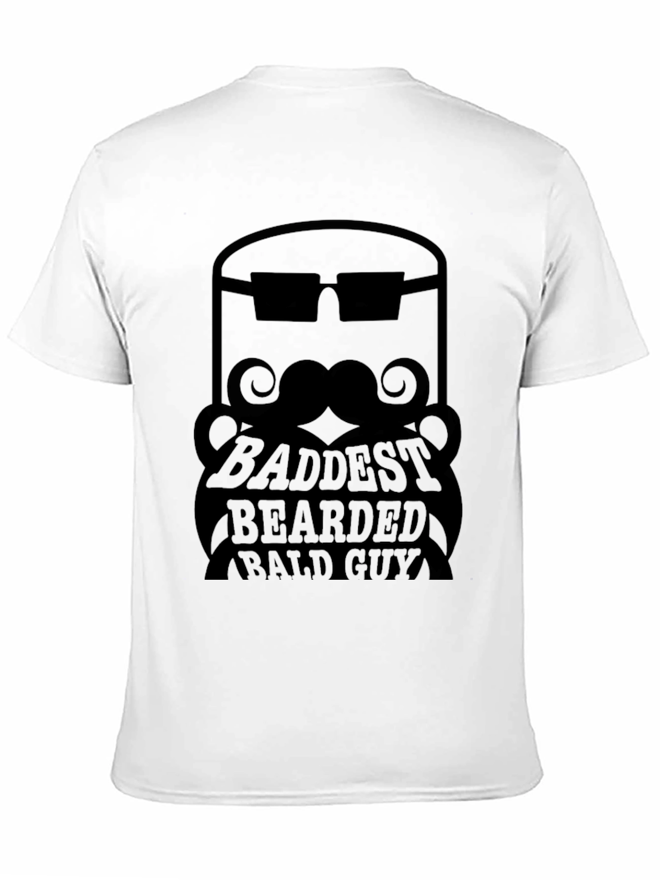 Baddest Bearded Bald Guy Black Graphic Tee