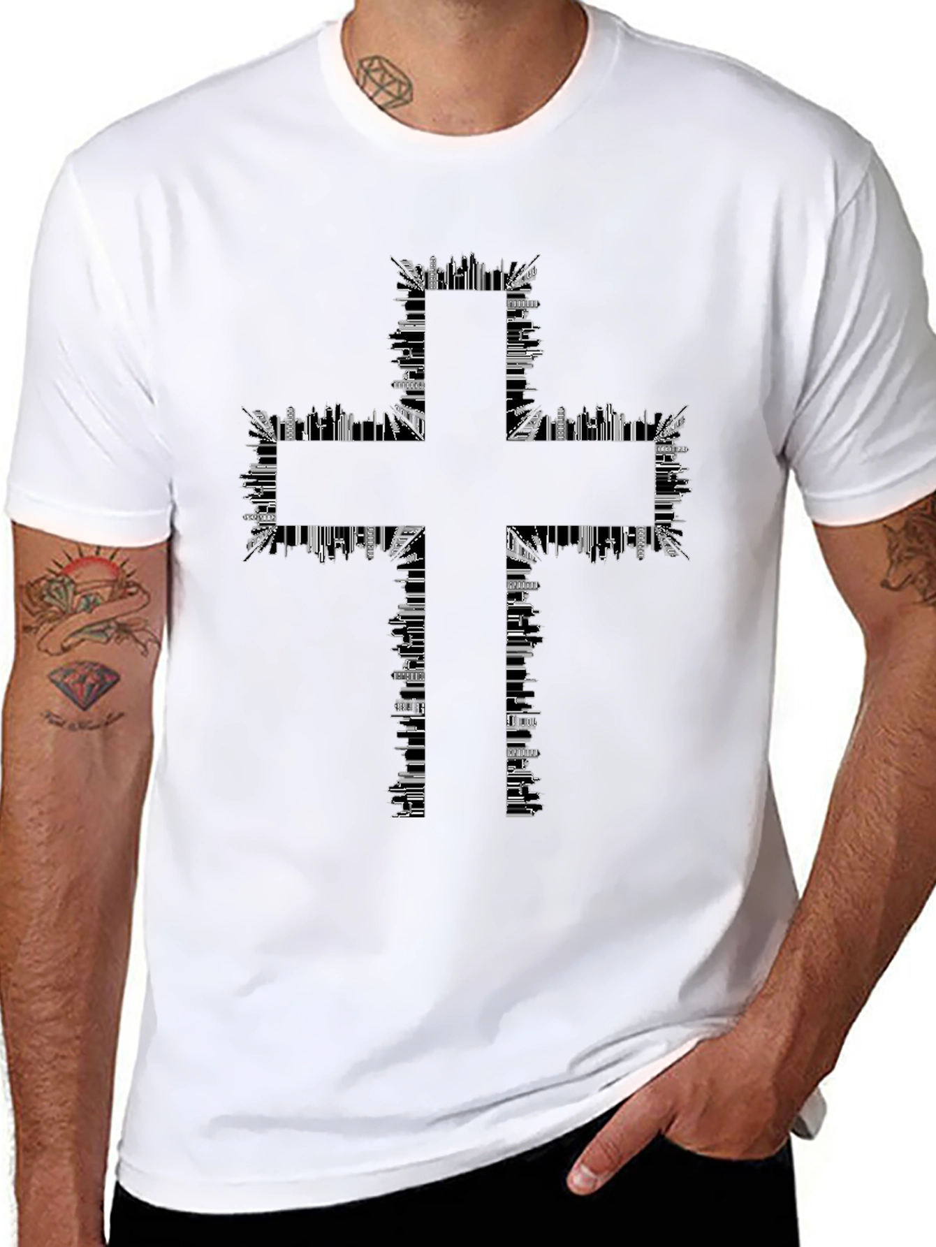 Urban Cross T-Shirt - Cityscape Design