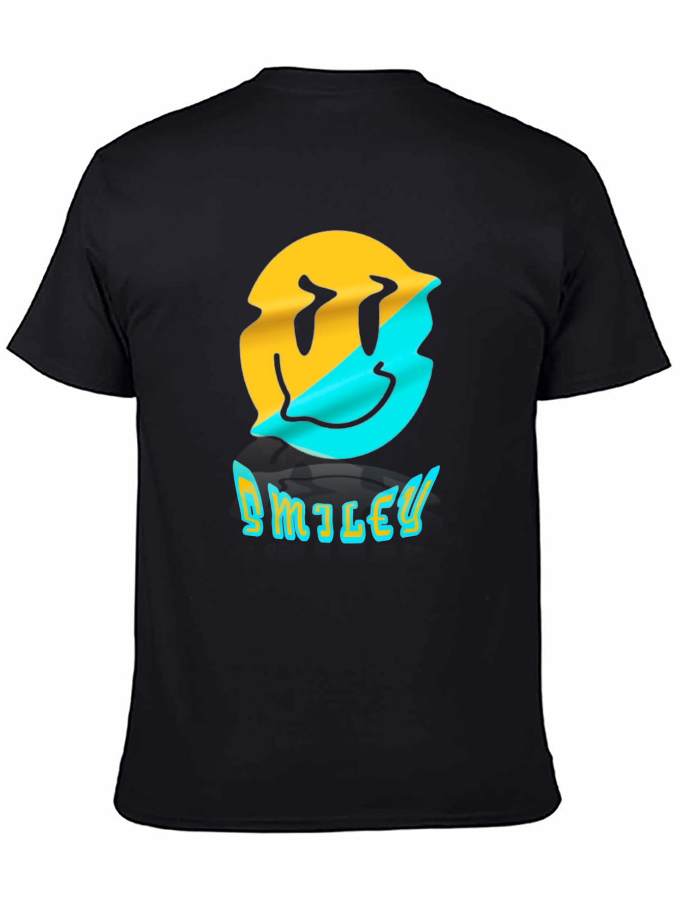 Distorted Smiley Face Graphic T-Shirt - Trendy