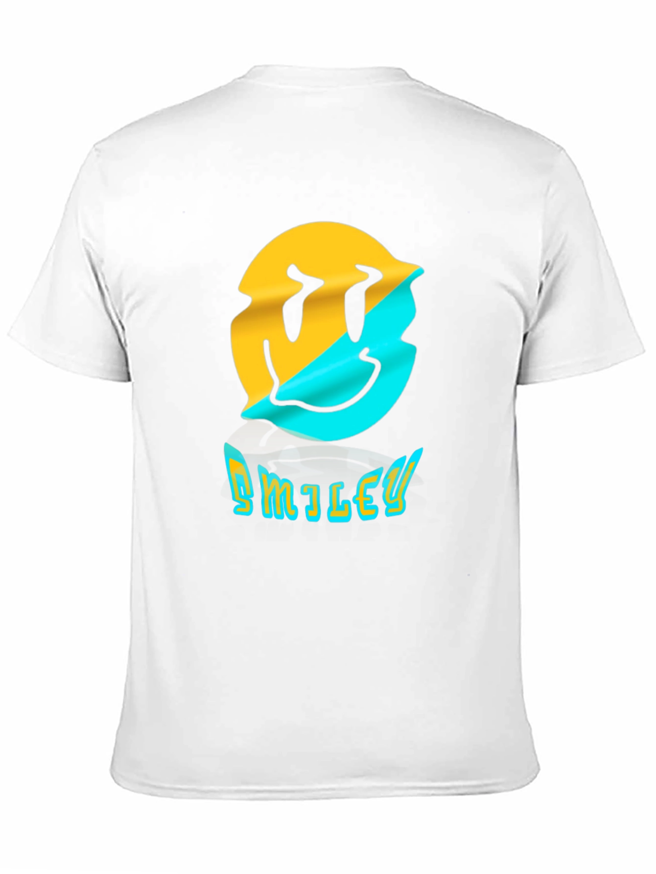 Distorted Smiley Face Graphic T-Shirt - Trendy