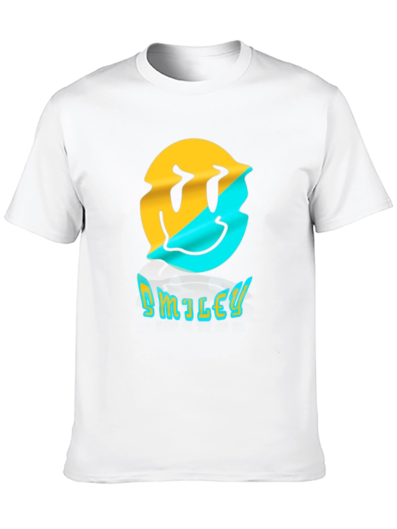 Distorted Smiley Face Graphic T-Shirt - Trendy