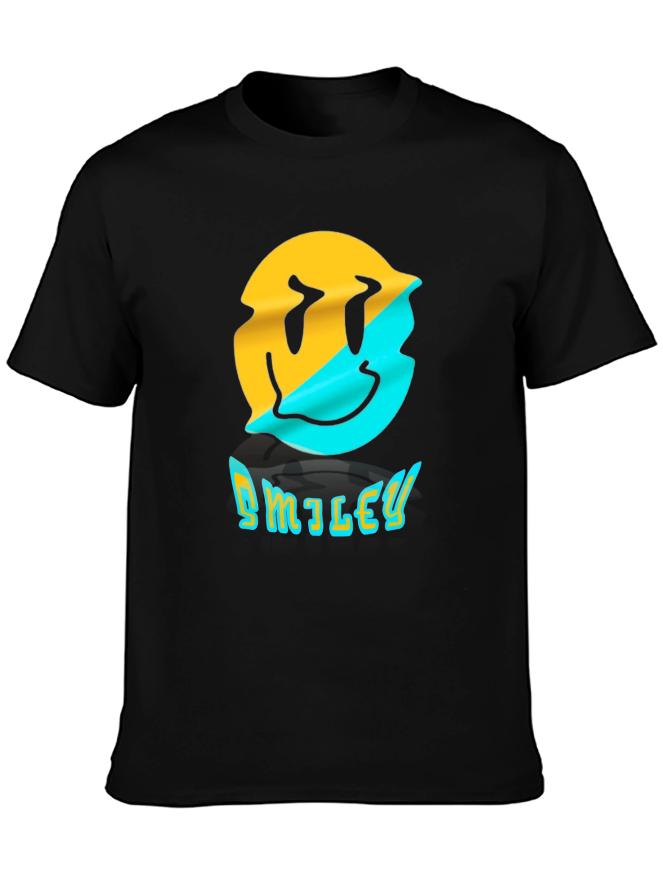 Distorted Smiley Face Graphic T-Shirt - Trendy