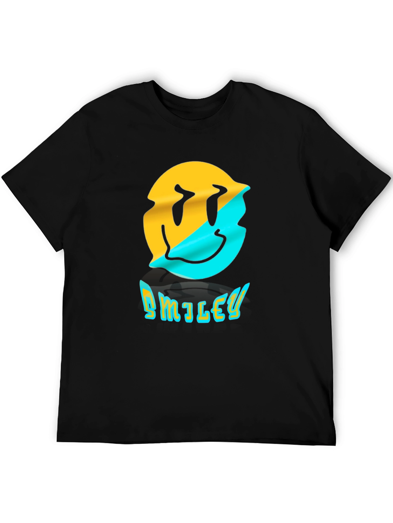 Distorted Smiley Face Graphic T-Shirt - Trendy