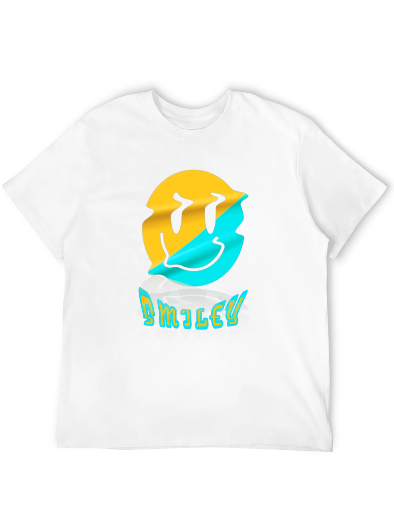 Distorted Smiley Face Graphic T-Shirt - Trendy