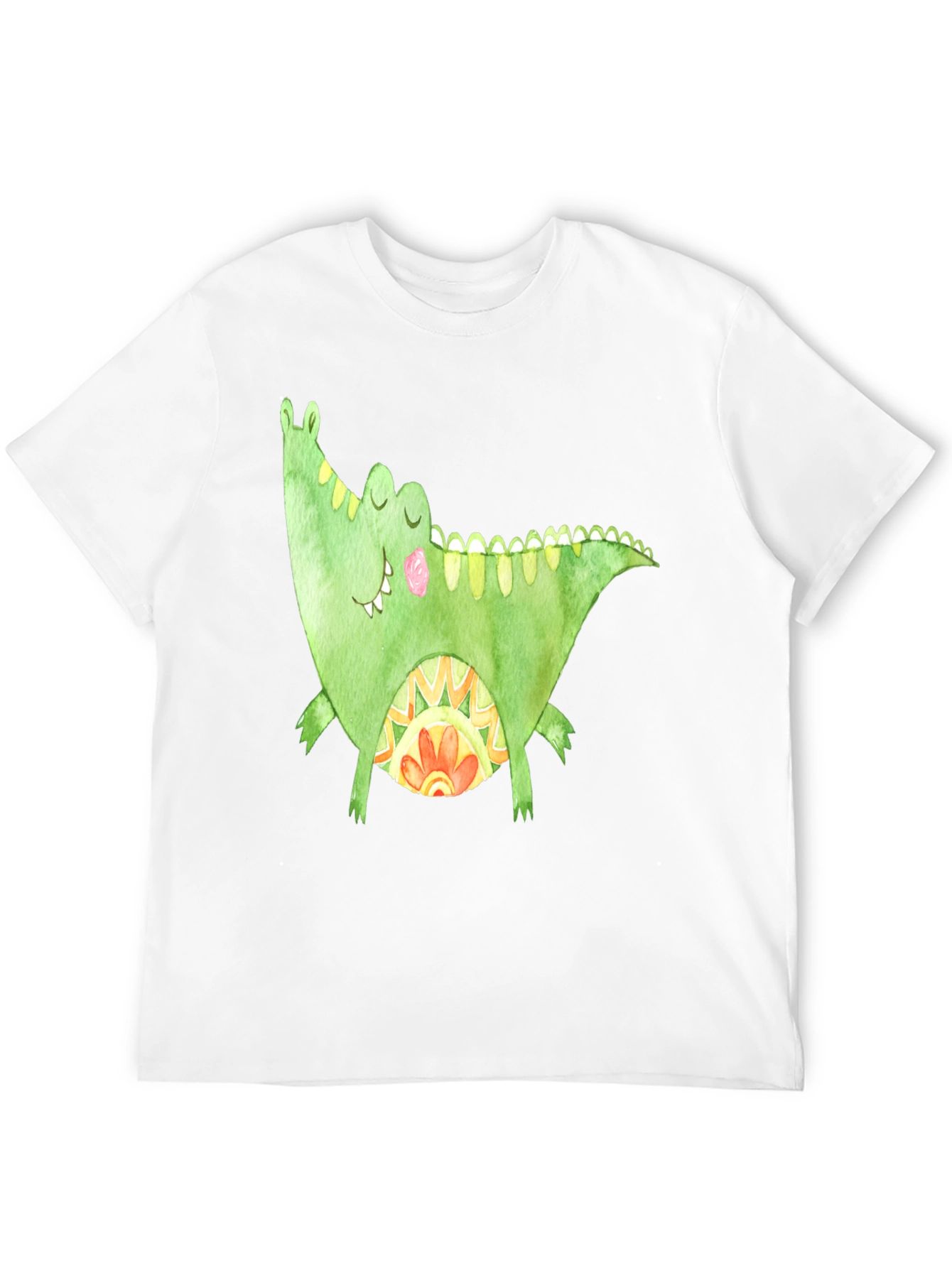 Whimsical Crocodile Graphic T-Shirt - Black