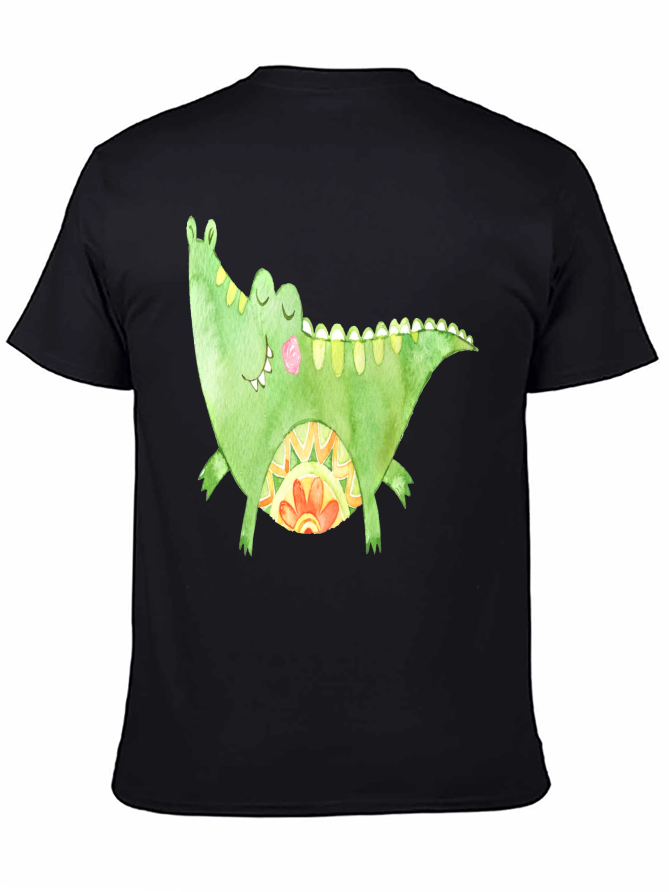 Whimsical Crocodile Graphic T-Shirt - Black