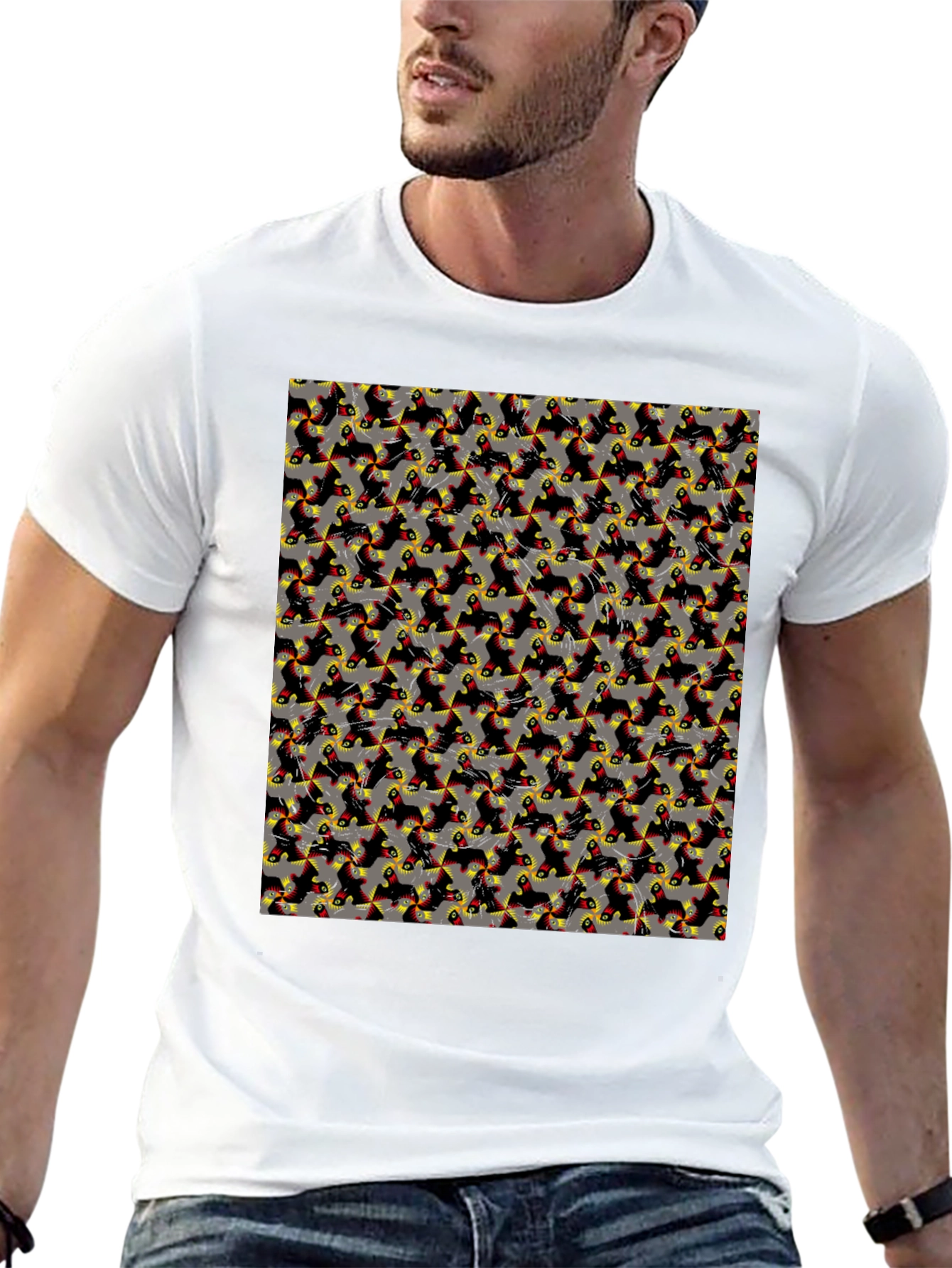 Patterned Print Mens Casual T-Shirt