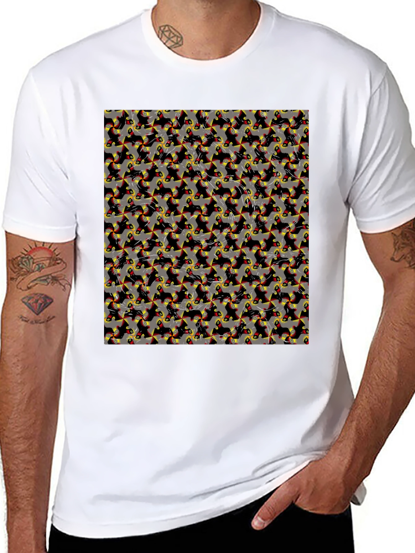 Patterned Print Mens Casual T-Shirt