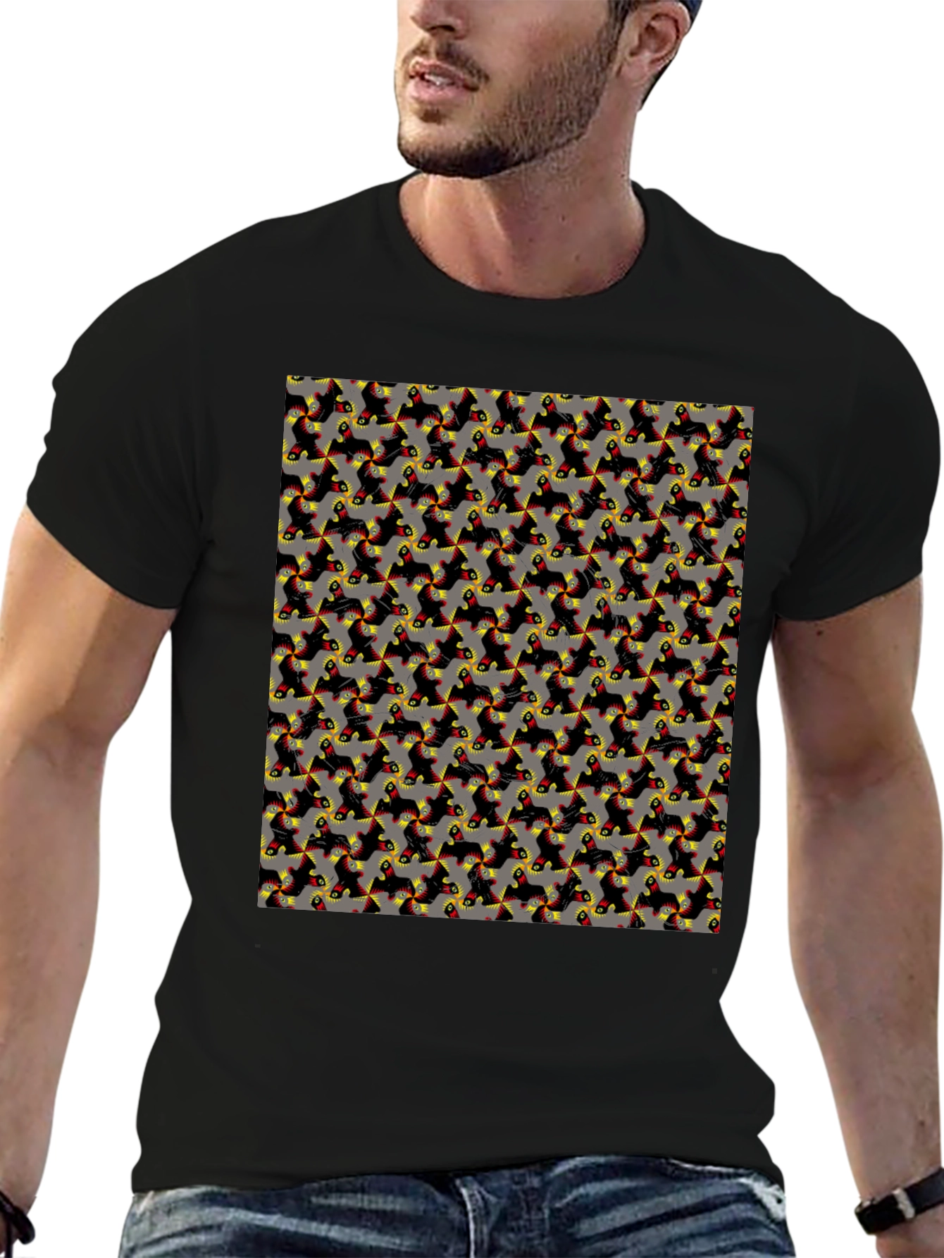 Patterned Print Mens Casual T-Shirt