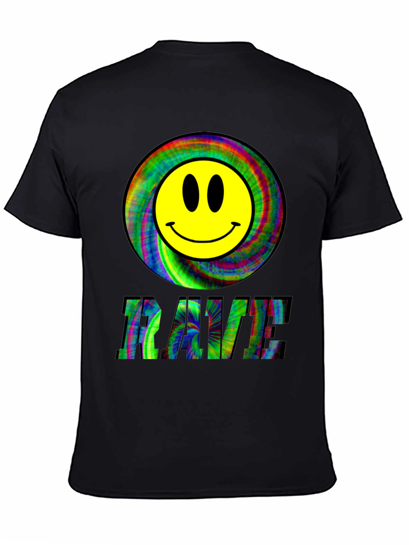 Rave Smiley Face Black T-Shirt