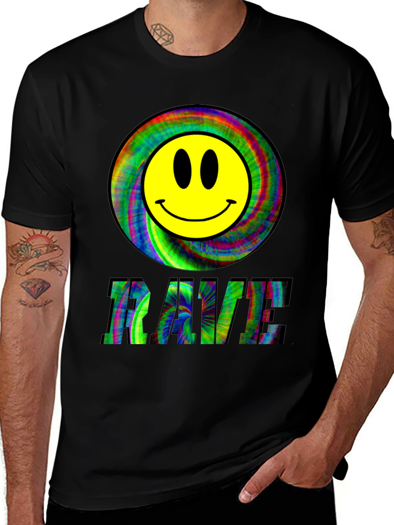 Rave Smiley Face Black T-Shirt