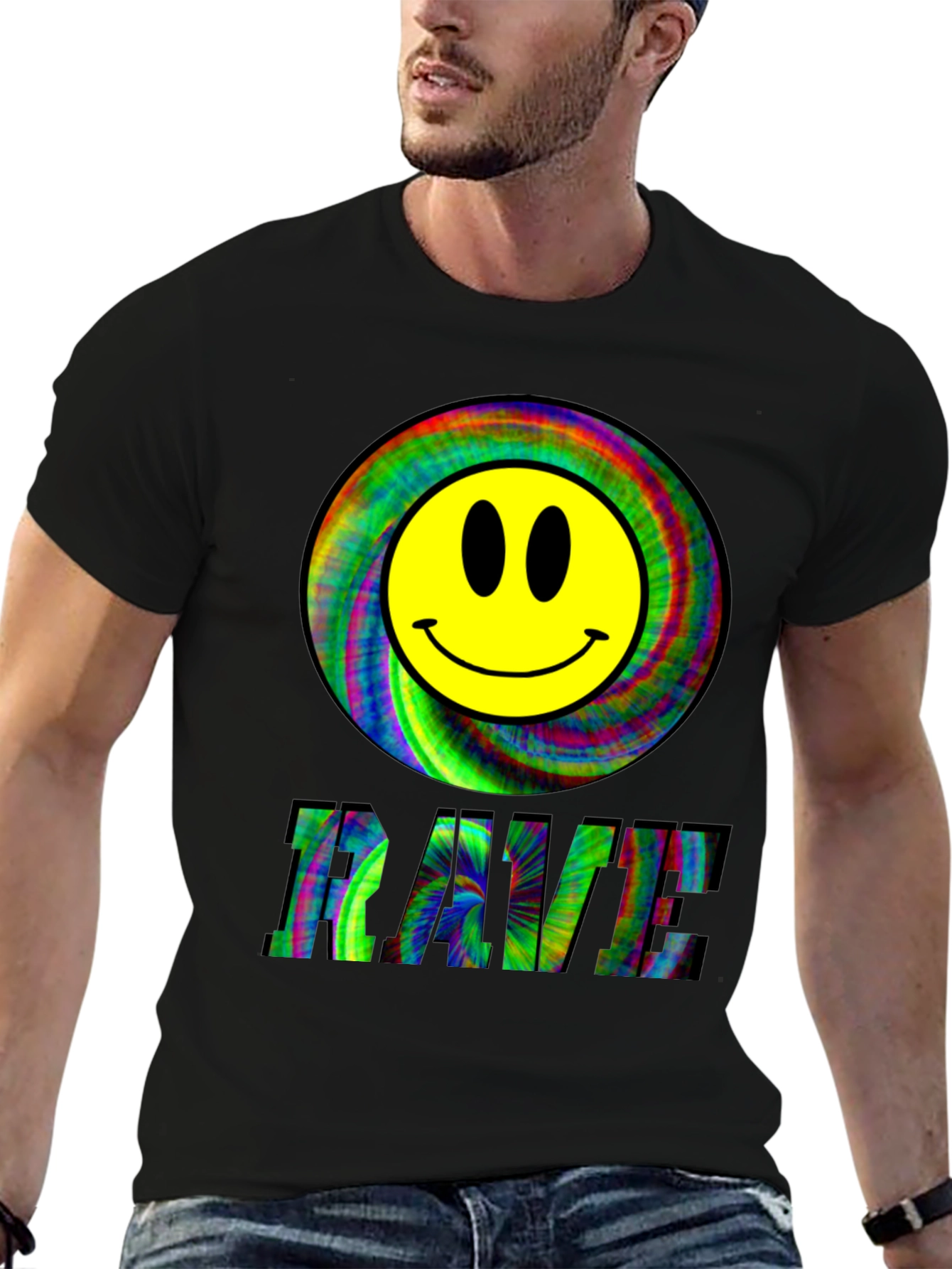 Rave Smiley Face Black T-Shirt