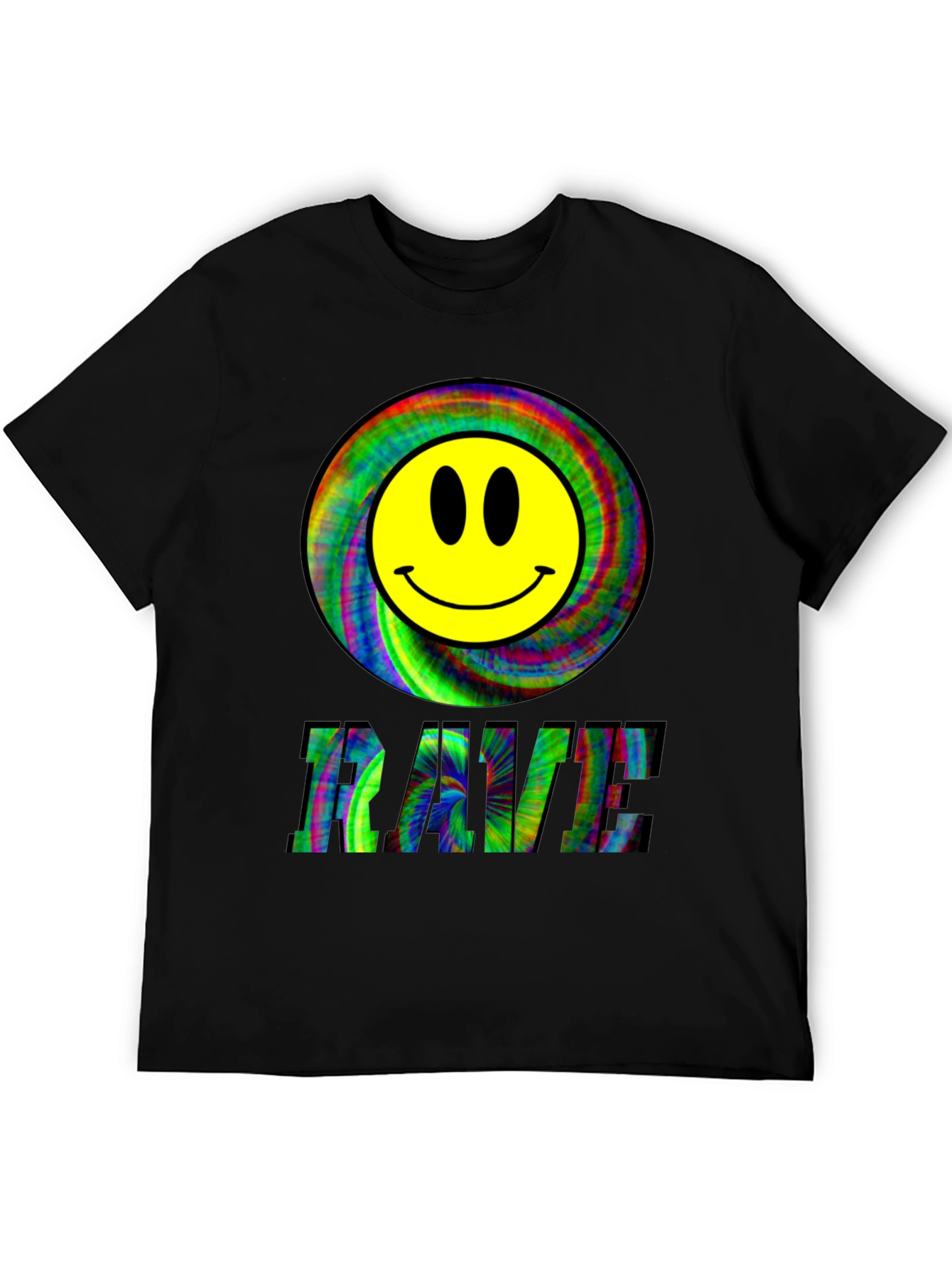 Rave Smiley Face Black T-Shirt