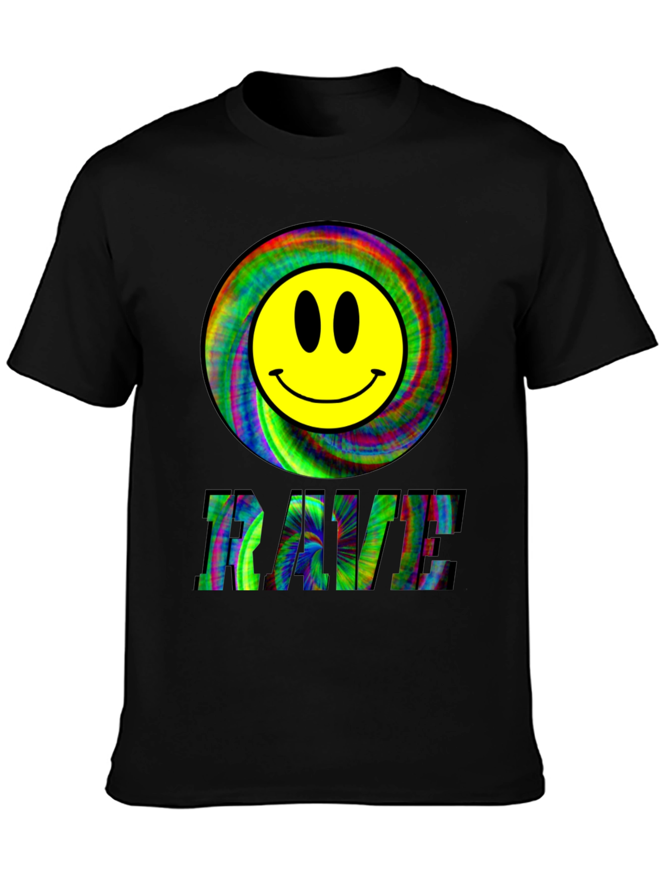 Rave Smiley Face Black T-Shirt