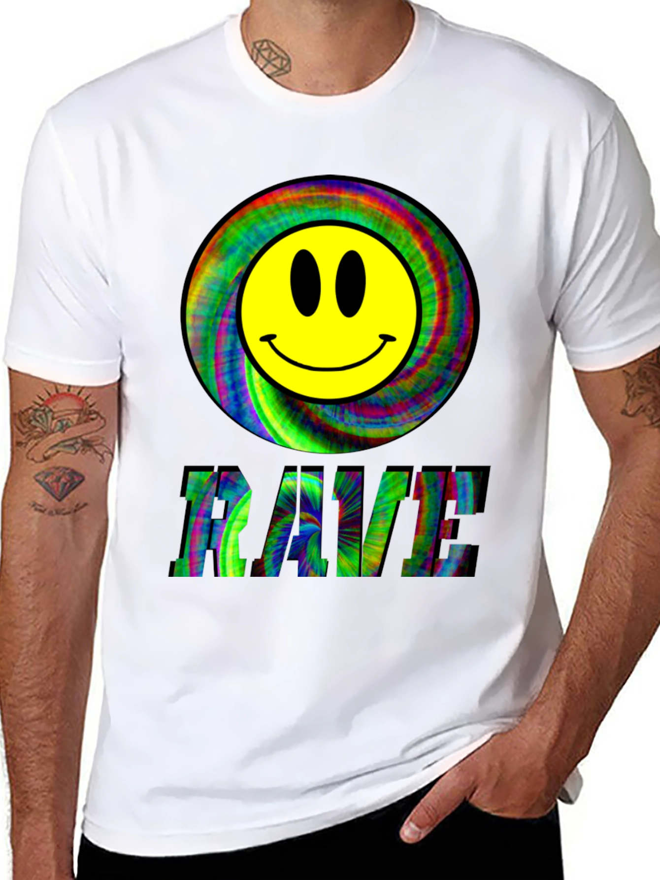 Rave Smiley Face Black T-Shirt