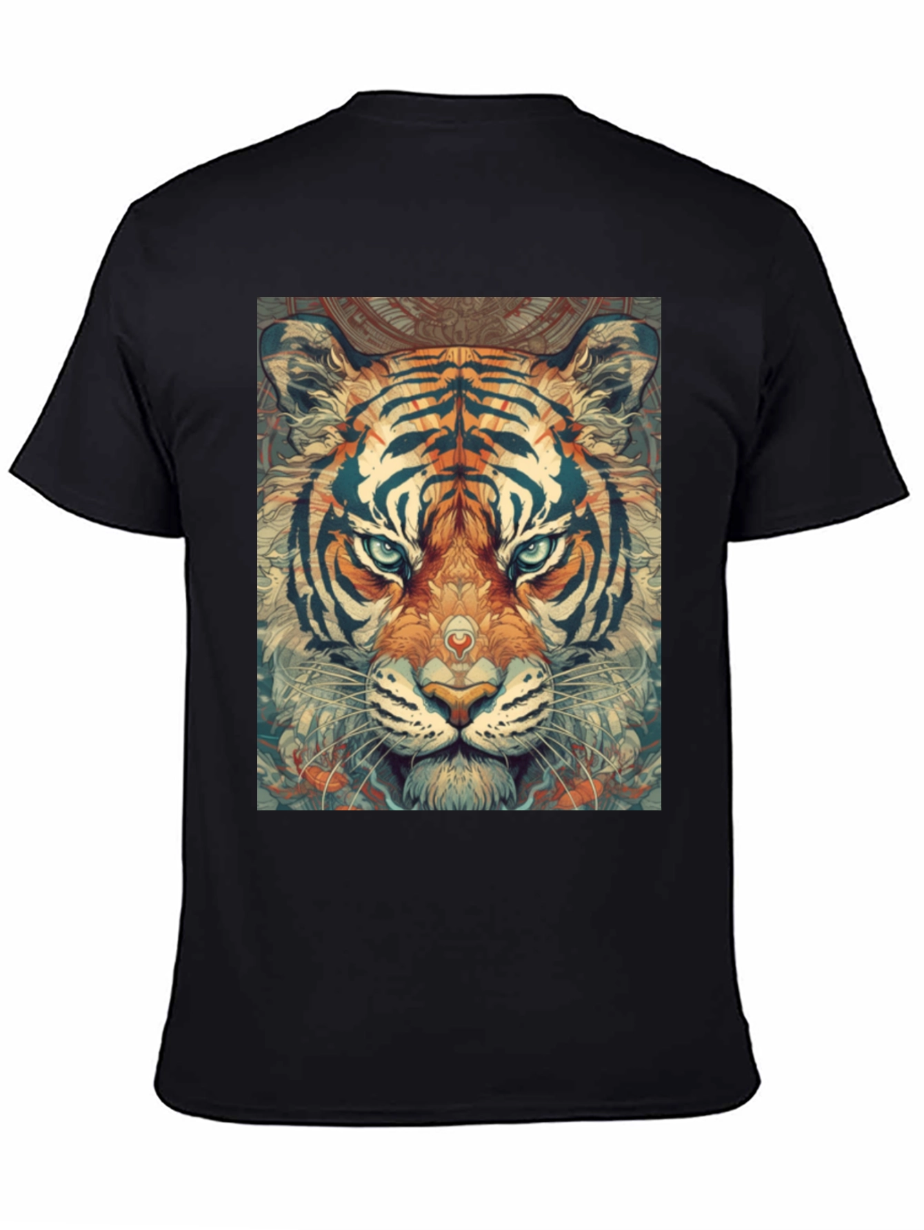 Tiger Graphic Print Black Crew Neck T-Shirt