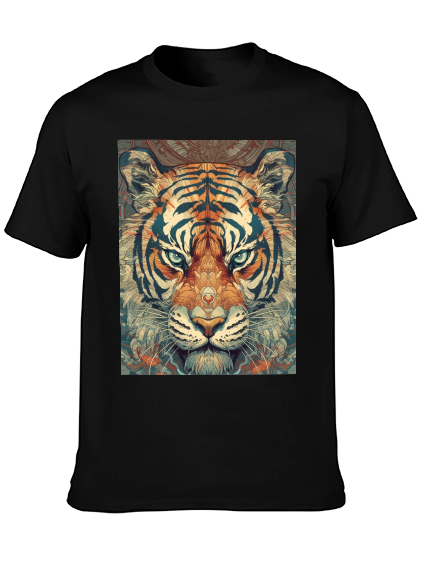 Tiger Graphic Print Black Crew Neck T-Shirt