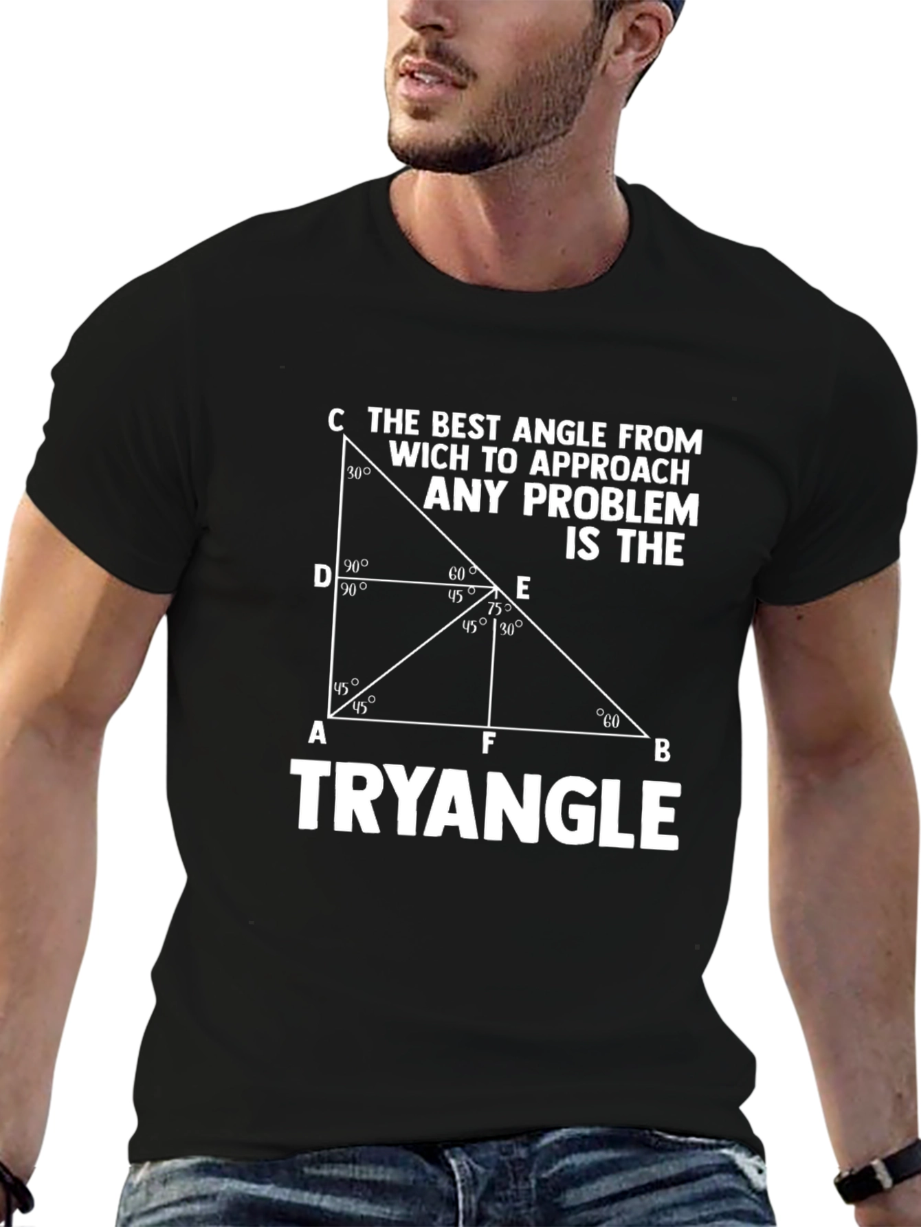 The Best Angle Math Humor Black T-Shirt